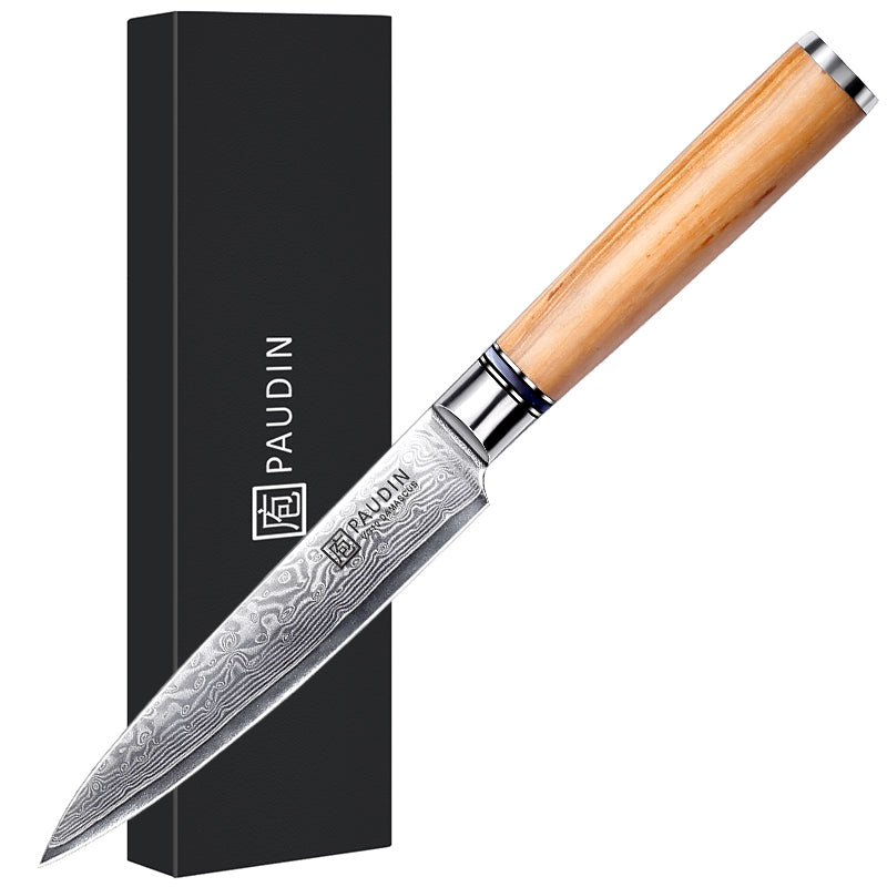 Sorrento Classis 5 Inch Utility Knife Damascus steel with Olive Handle