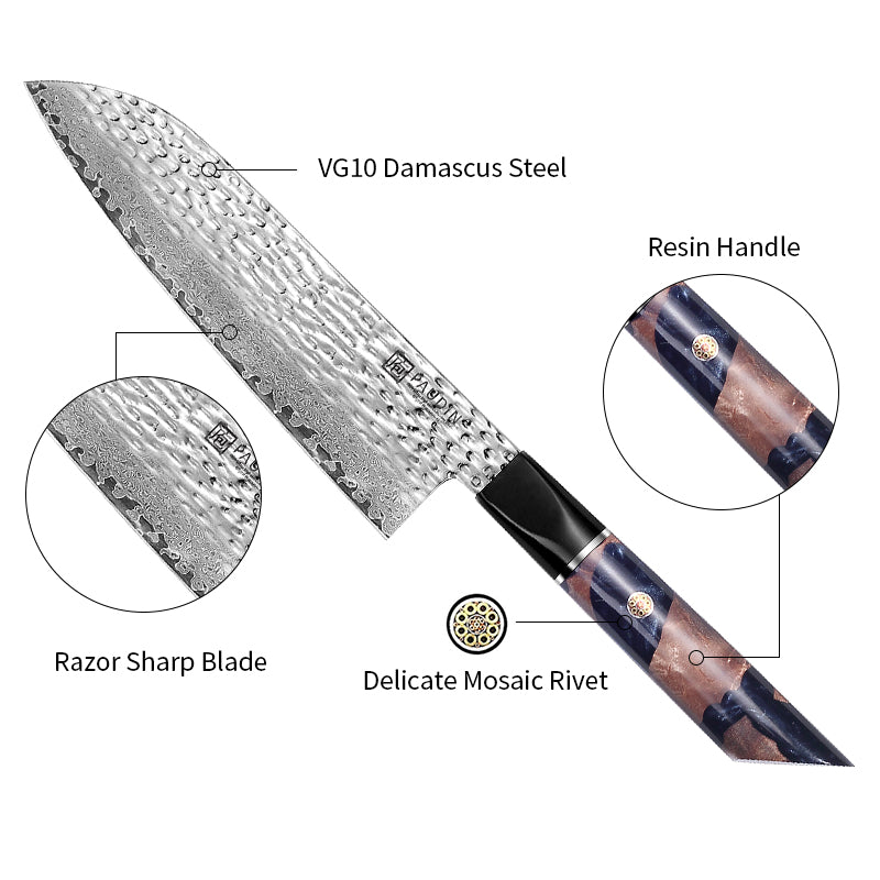 Yamato Hammer 7 Santoku Knife With Resin Handle
