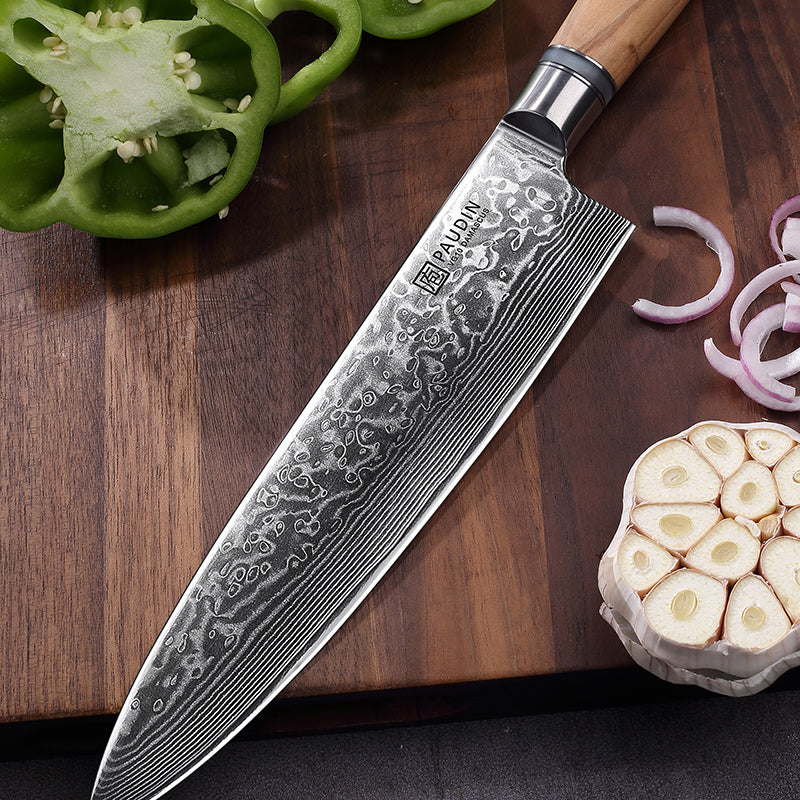 Sorrento Classis 8 Inch Chef Knife Damascus steel with Olive Handle