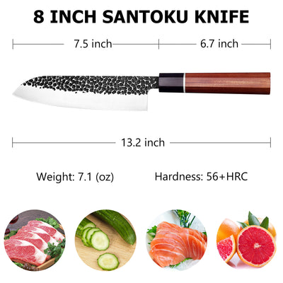 Tokyo Vintage 7 Santoku Nakiri Knife With Cuibourtia Wood Handle