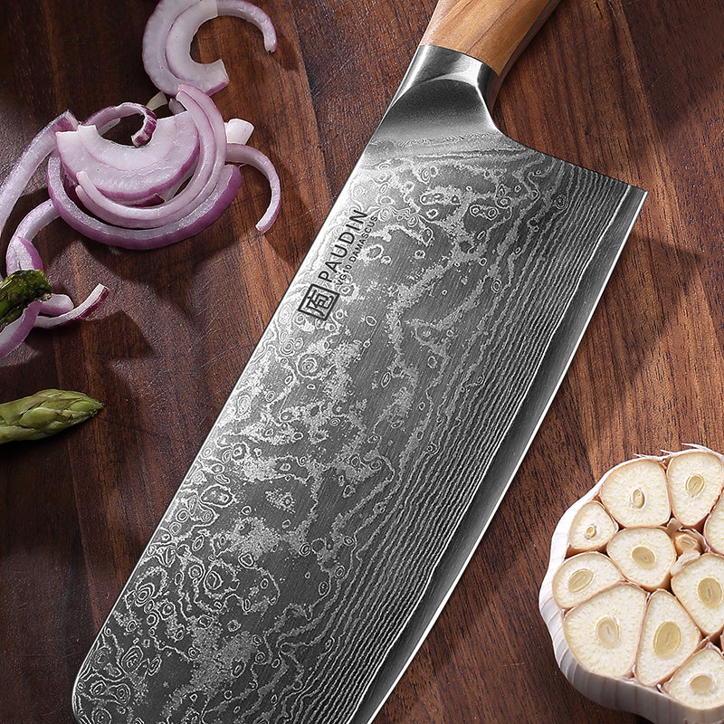 Sorrento Style 7 Inch Cleaver Knife with Olive Handle