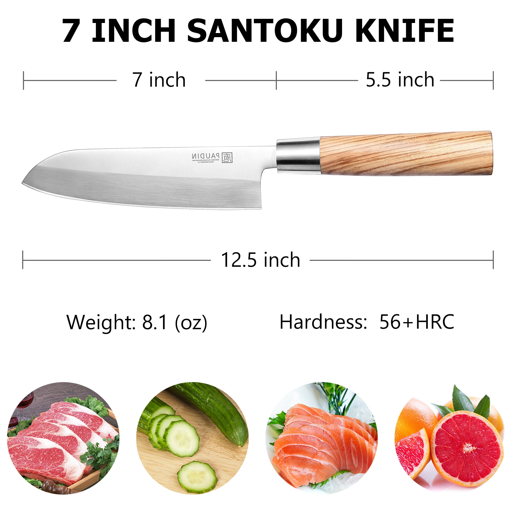 Master collection 7'' Santoku Knife With Zebrawood handle