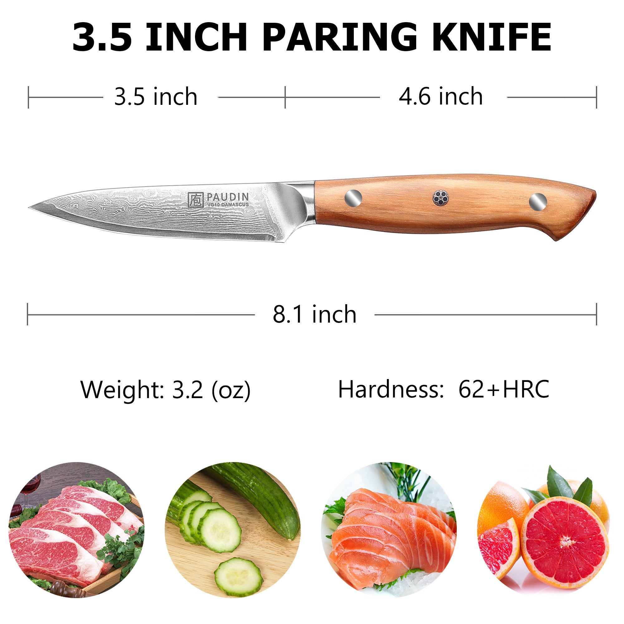 Sorrento Style 3.5 Inch  Paring Knife with Olive Handle