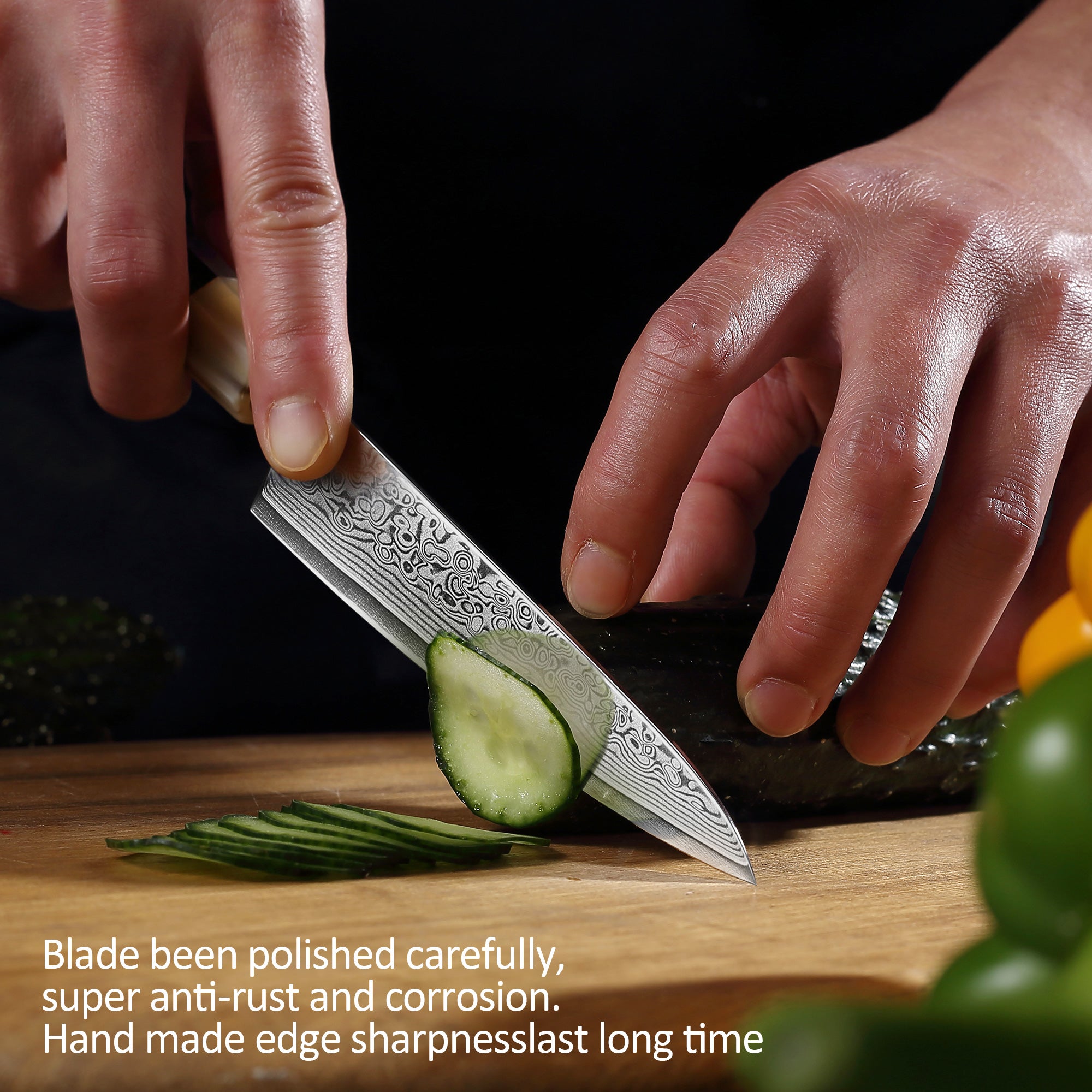 Murasaki Utility knife 5 inch Knife 67 layers of Damascus steel  With Ebony wood Handle knives