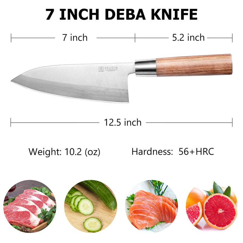 Master collection 7''Deba Knife With Zebrawood handle