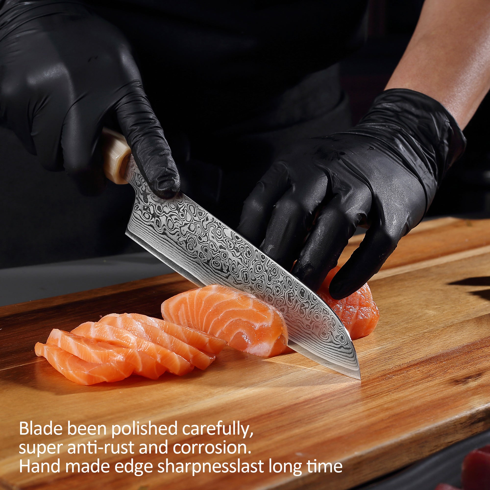 Murasaki Santoku knife 7 inch Knife 67 layers of Damascus steel  With Ebony wood Handle knives