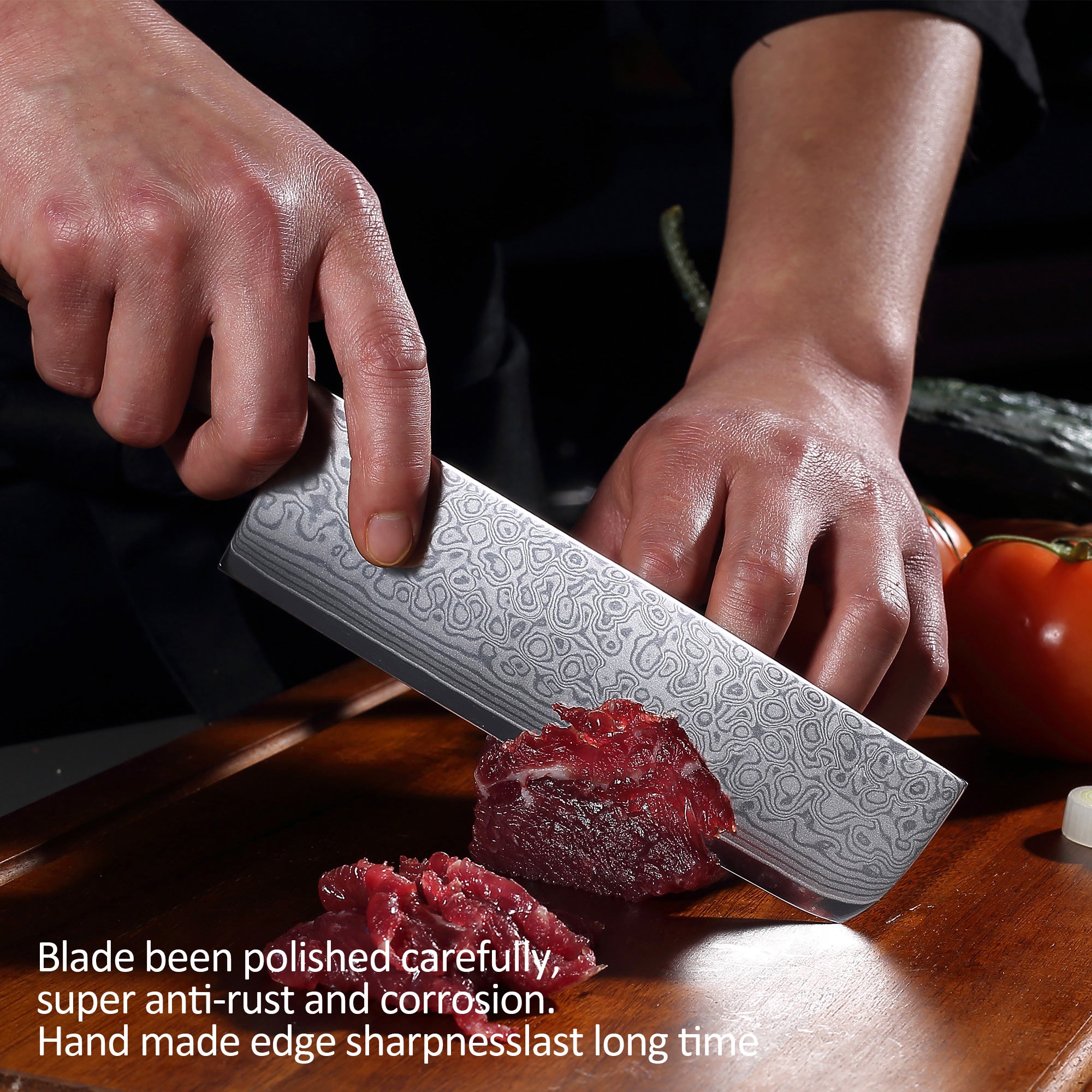 Murasaki Nakiri knife 7 inch Knife 67 layers of Damascus steel  With Ebony wood Handle knives