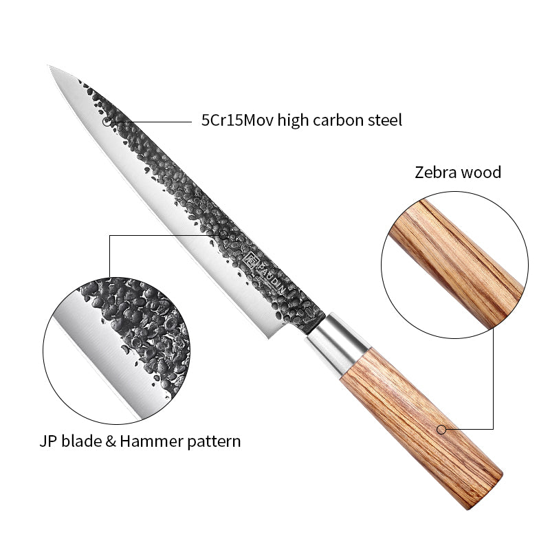 Master Vintage collection 8'' Sashimi Knife With Zebrawood handle