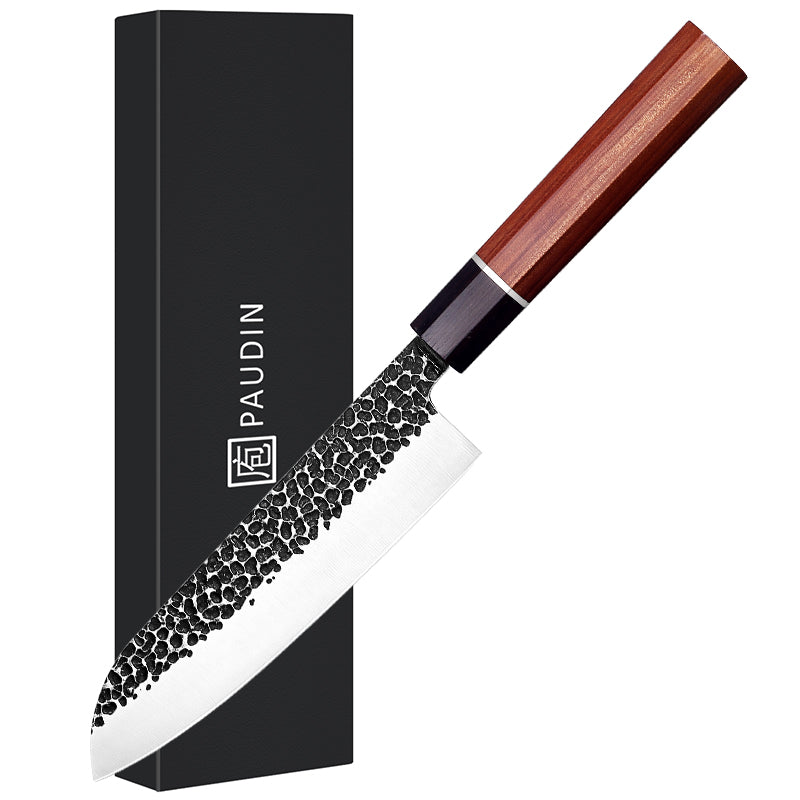 Tokyo Vintage 7 Santoku Nakiri Knife With Cuibourtia Wood Handle