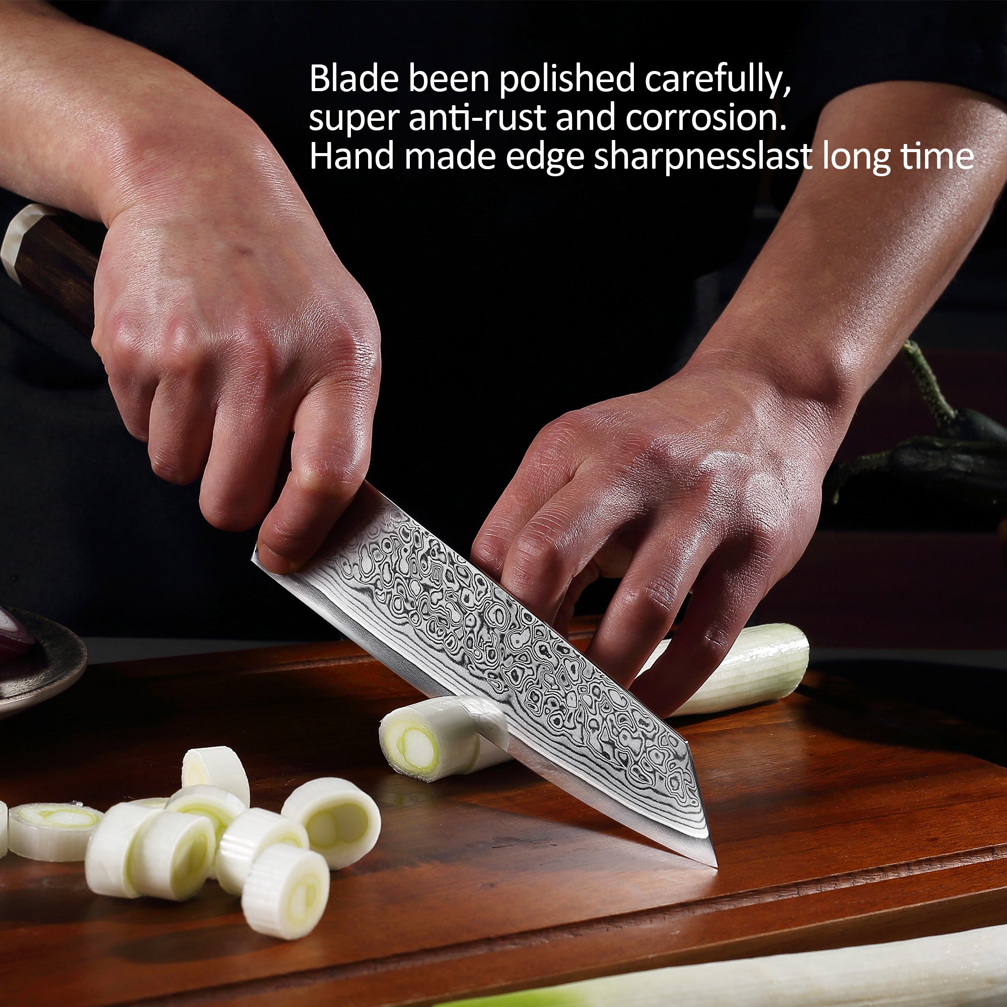 Murasaki Kiri-tsuke Knife 8 inch Knife 67 layers of Damascus steel  With Ebony wood Handle knives