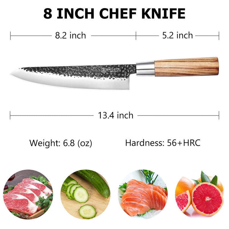 Master Vintage collection 8'' Chef Knife With Zebrawood handle