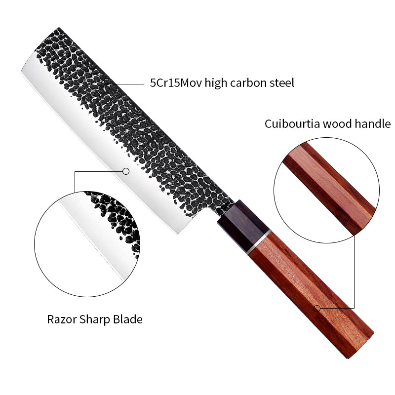 Tokyo Vintage 7 Inch Nakiri Knife With Cuibourtia Wood Handle