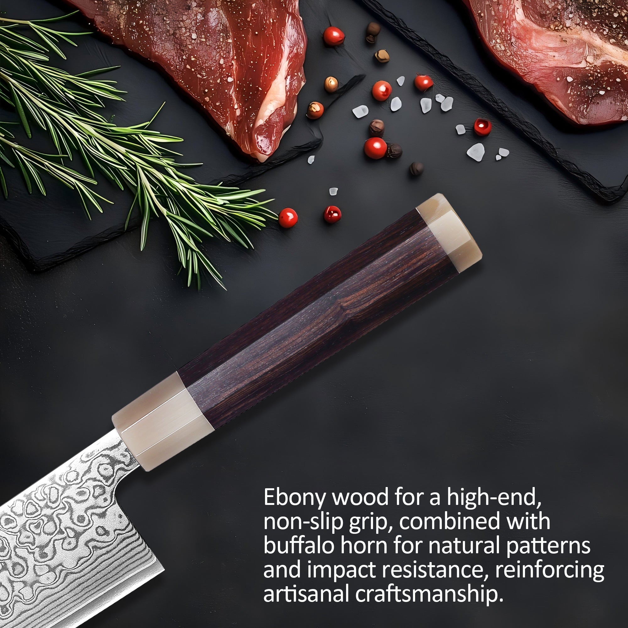 Murasaki Nakiri knife 7 inch Knife 67 layers of Damascus steel  With Ebony wood Handle knives