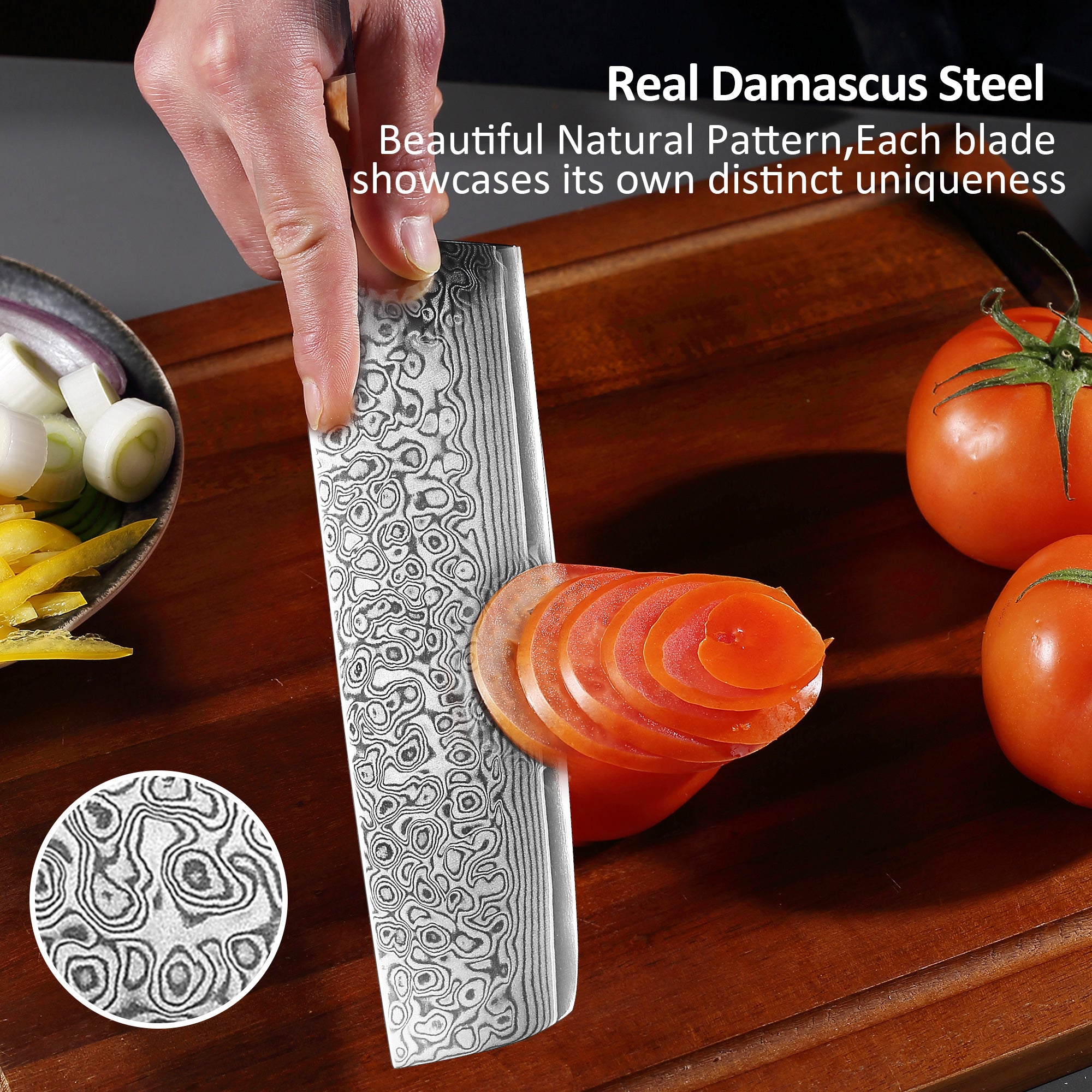 Murasaki Nakiri knife 7 inch Knife 67 layers of Damascus steel  With Ebony wood Handle knives