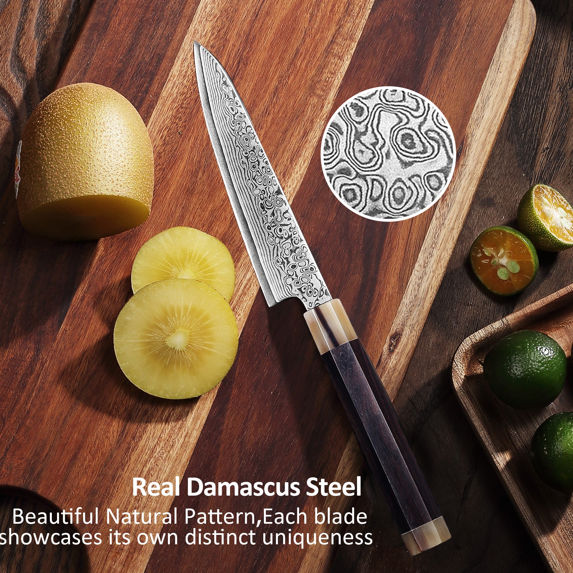 Murasaki Utility knife 5 inch Knife 67 layers of Damascus steel  With Ebony wood Handle knives