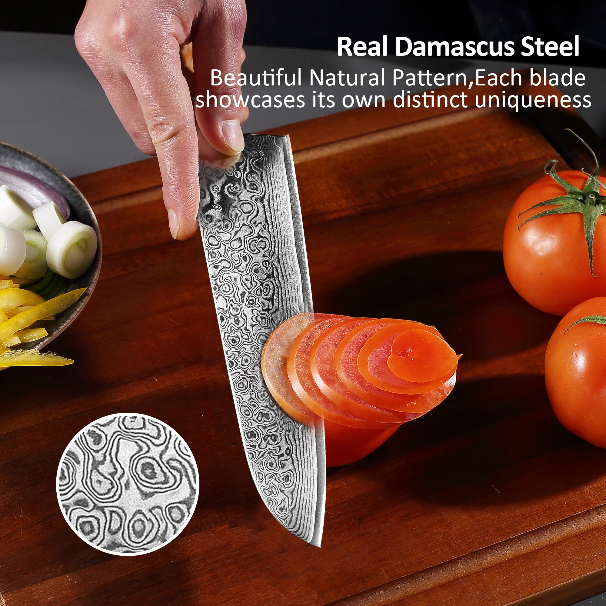 Murasaki Santoku knife 7 inch Knife 67 layers of Damascus steel  With Ebony wood Handle knives