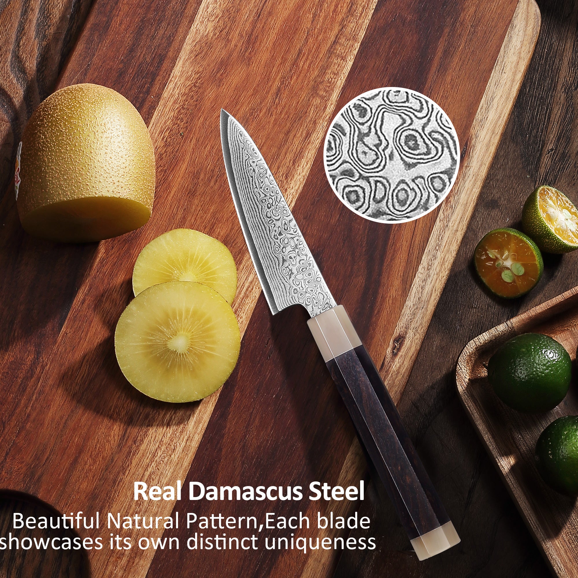 Murasaki Paring knife 3.5 inch Knife 67 layers of Damascus steel  With Ebony wood Handle knives