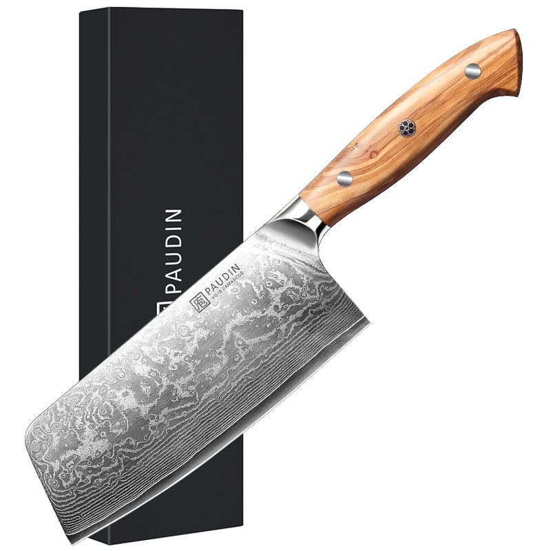 Sorrento Style 7 Inch Cleaver Knife with Olive Handle