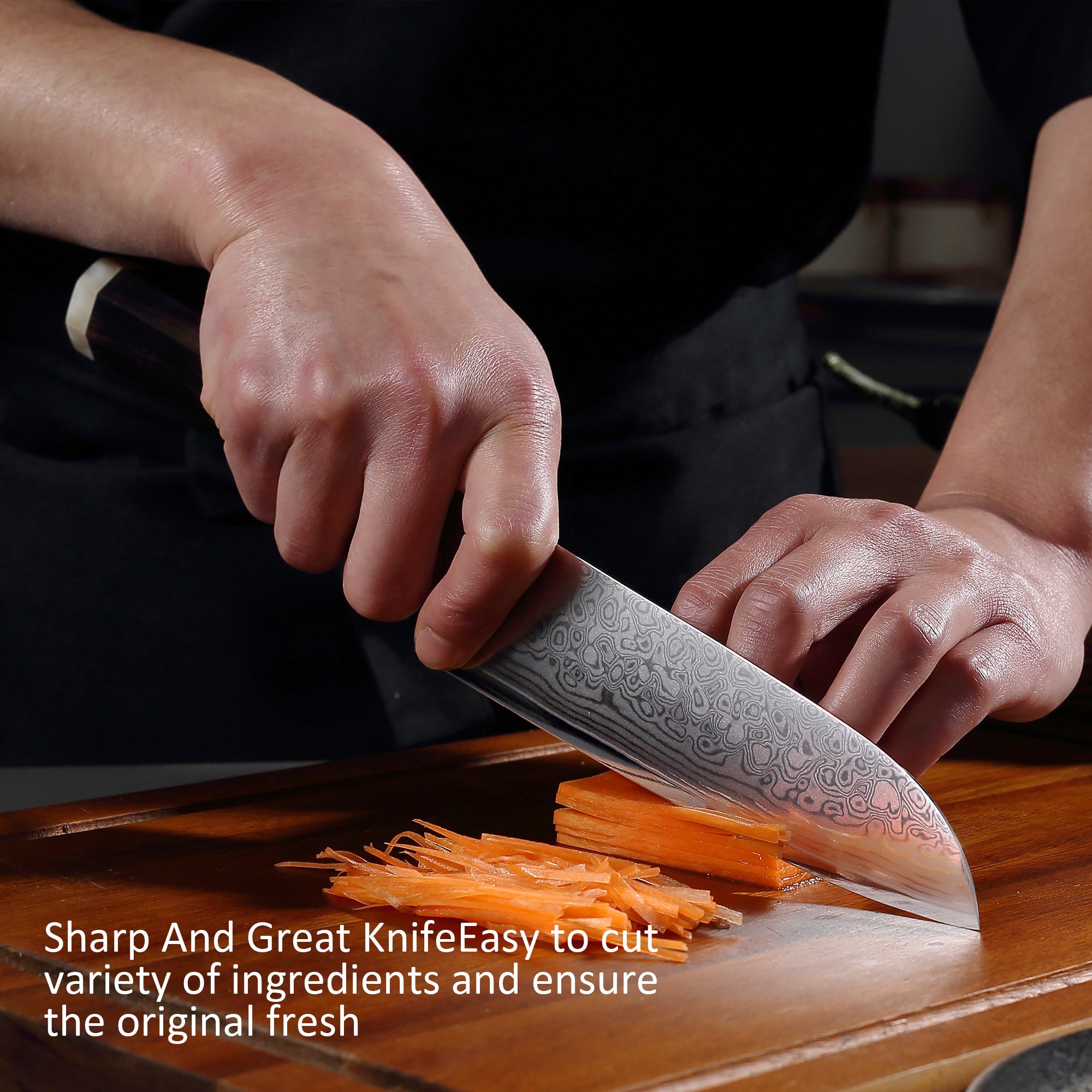 Murasaki Santoku knife 7 inch Knife 67 layers of Damascus steel  With Ebony wood Handle knives