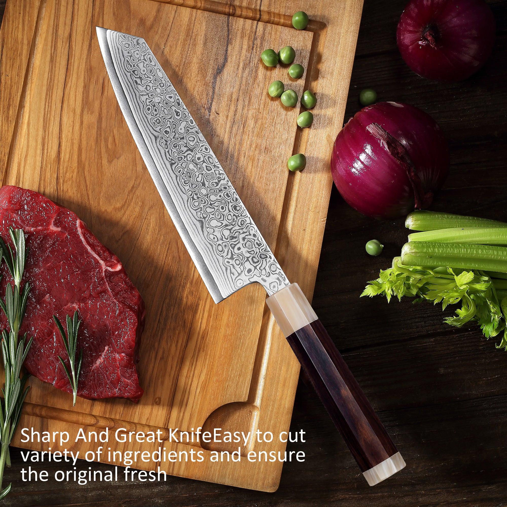 Murasaki Kiri-tsuke Knife 8 inch Knife 67 layers of Damascus steel  With Ebony wood Handle knives