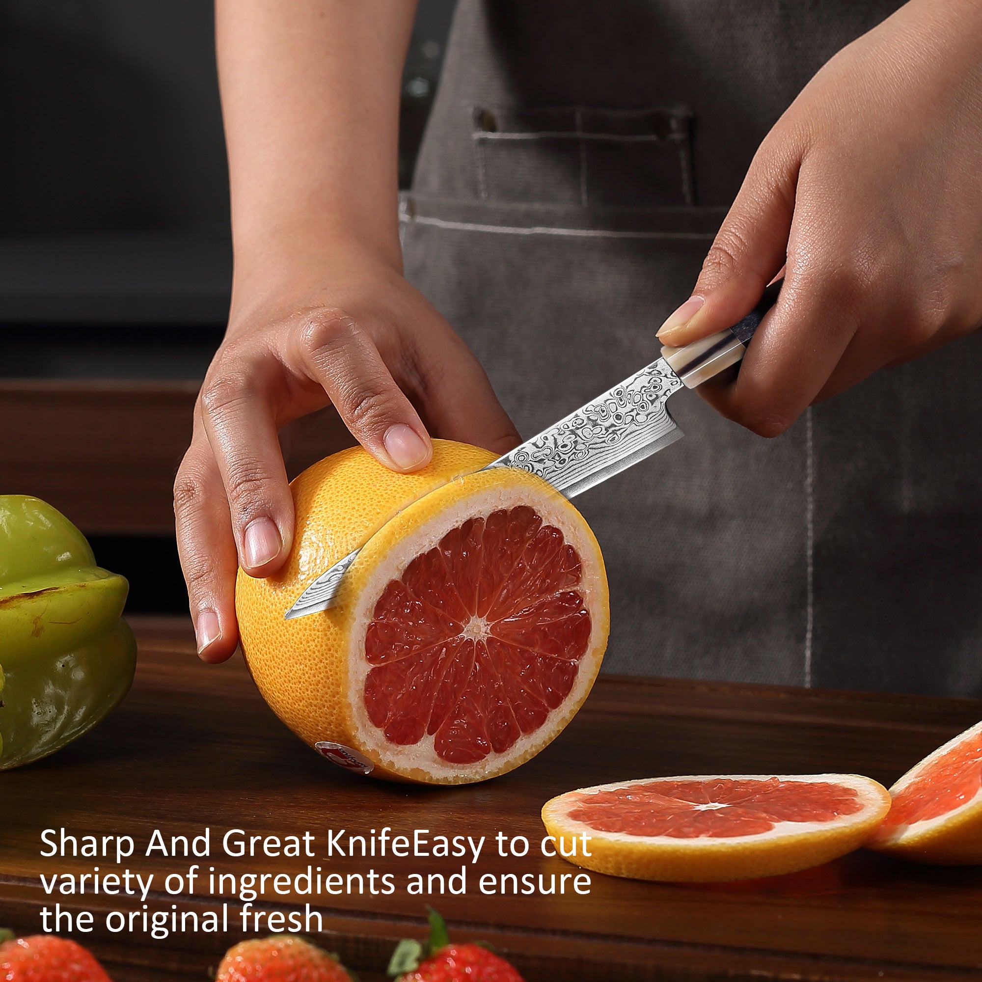 Murasaki Utility knife 5 inch Knife 67 layers of Damascus steel  With Ebony wood Handle knives