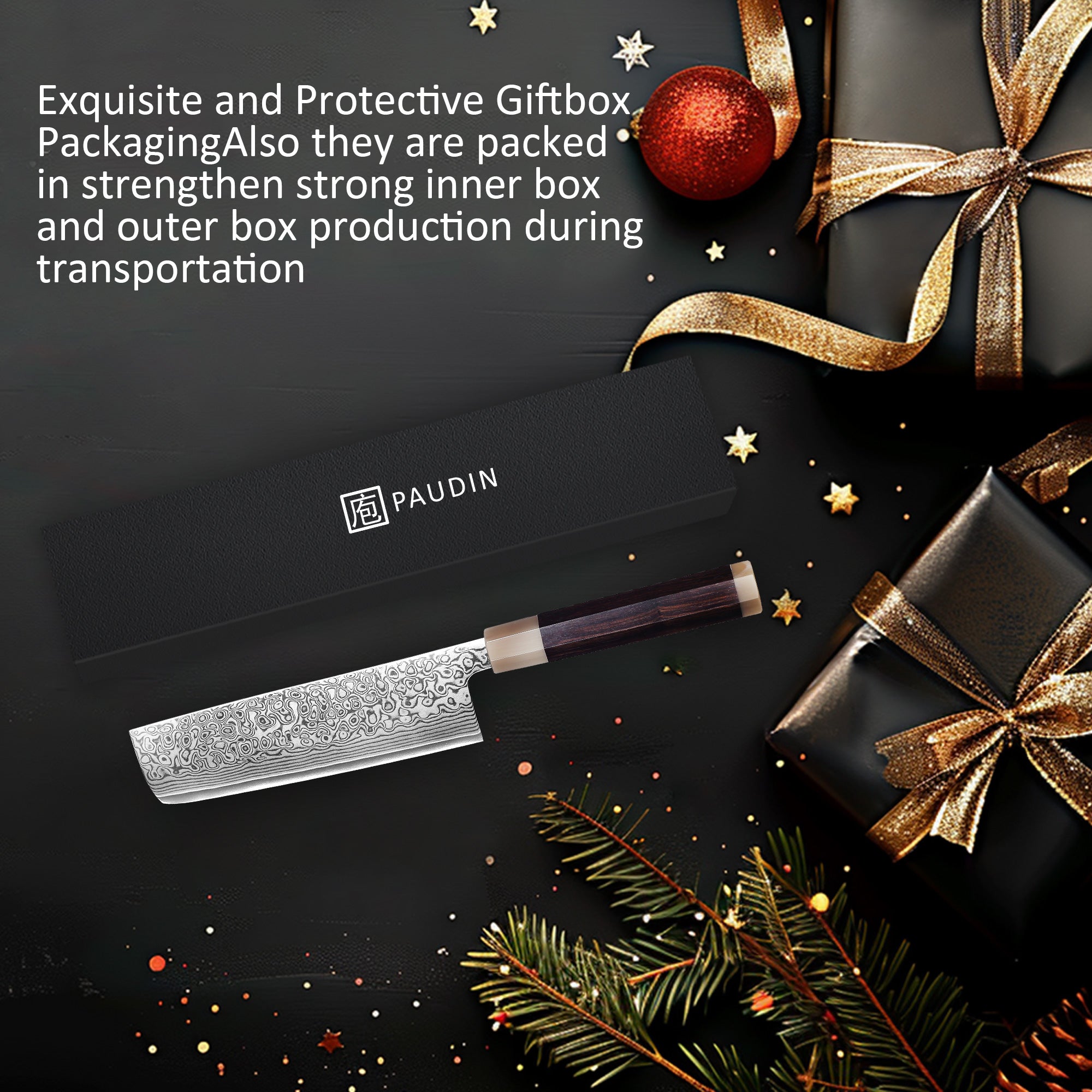 Murasaki Nakiri knife 7 inch Knife 67 layers of Damascus steel  With Ebony wood Handle knives