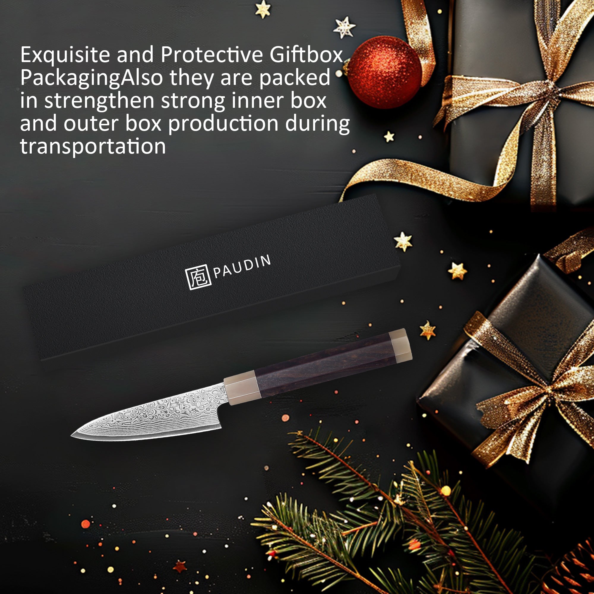 Murasaki Paring knife 3.5 inch Knife 67 layers of Damascus steel  With Ebony wood Handle knives