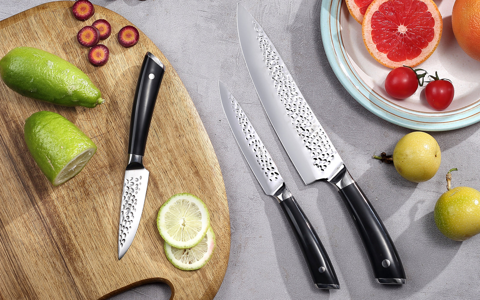KEEMAKE Kitchen Knife Set with Block, Sharp Chef Knife set Full Tang,  German
