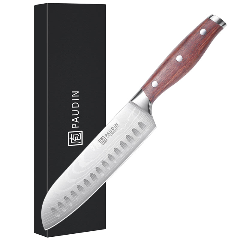 Berlin Santoku Knife 7'' Super Sharp Kitchen Knife With Rose Wood Handle