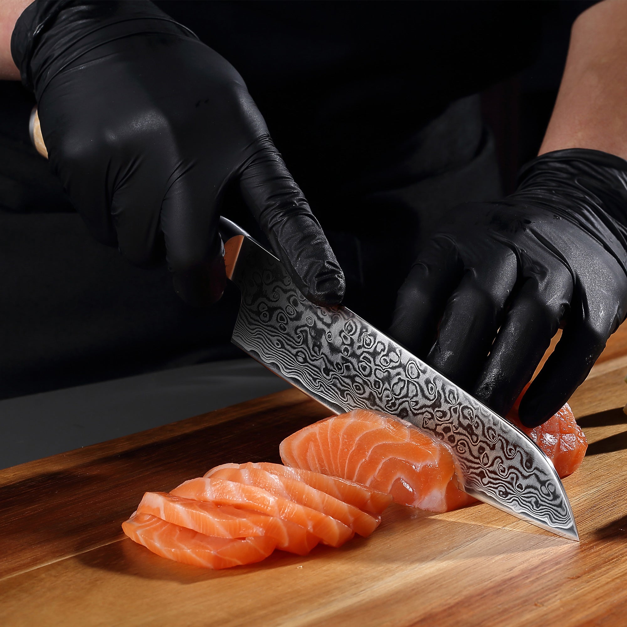 FR3 Precision Kitchen Tools Santoku knife 7"  67-Layer 62 HRC Damascus Steel with Pakka Wood Handle for Professional Cooking