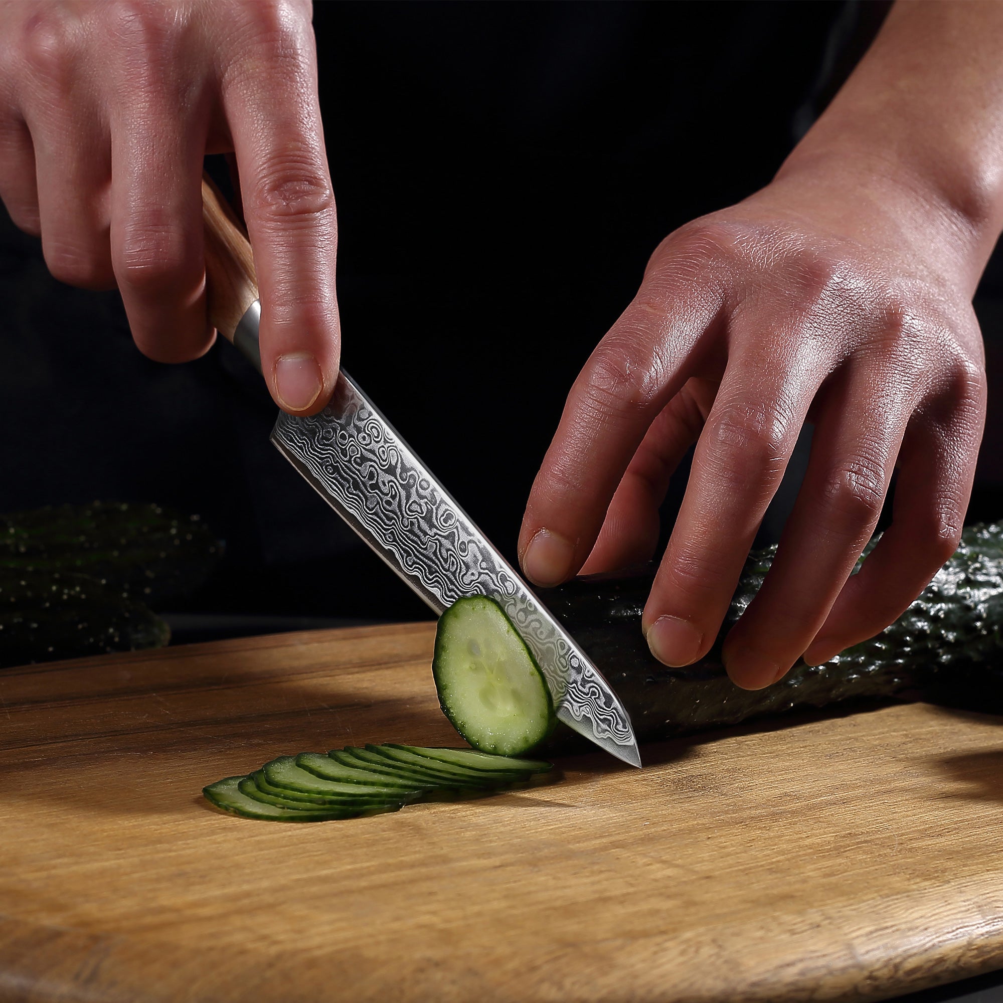 FR5 Precision Kitchen Tools Utility Knife 5”  67-Layer 62 HRC Damascus Steel with Pakka Wood Handle for Professional Cooking