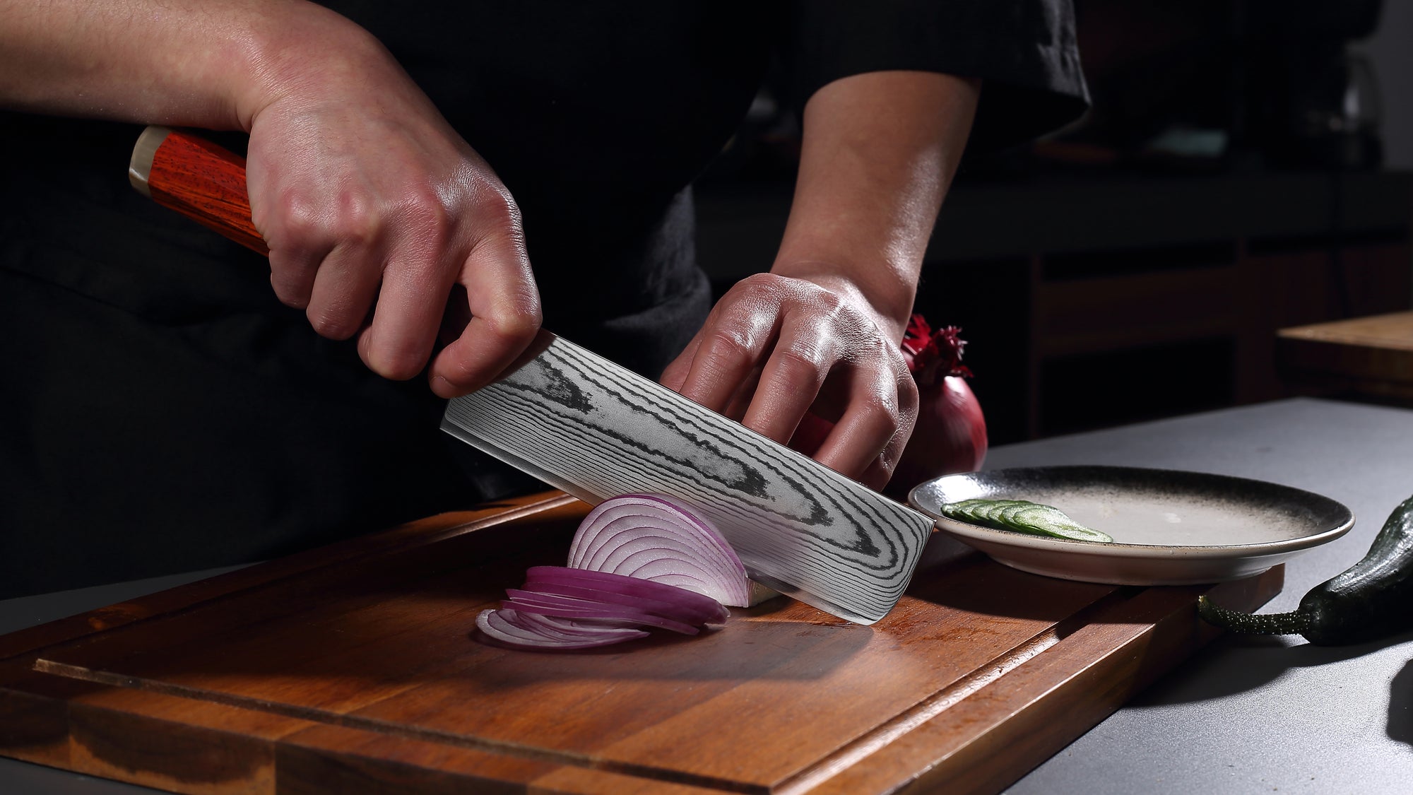 Shiro Nakiri knife 7 Knife 67 layers of Damascus steel  With Cuibourtia wood Handle