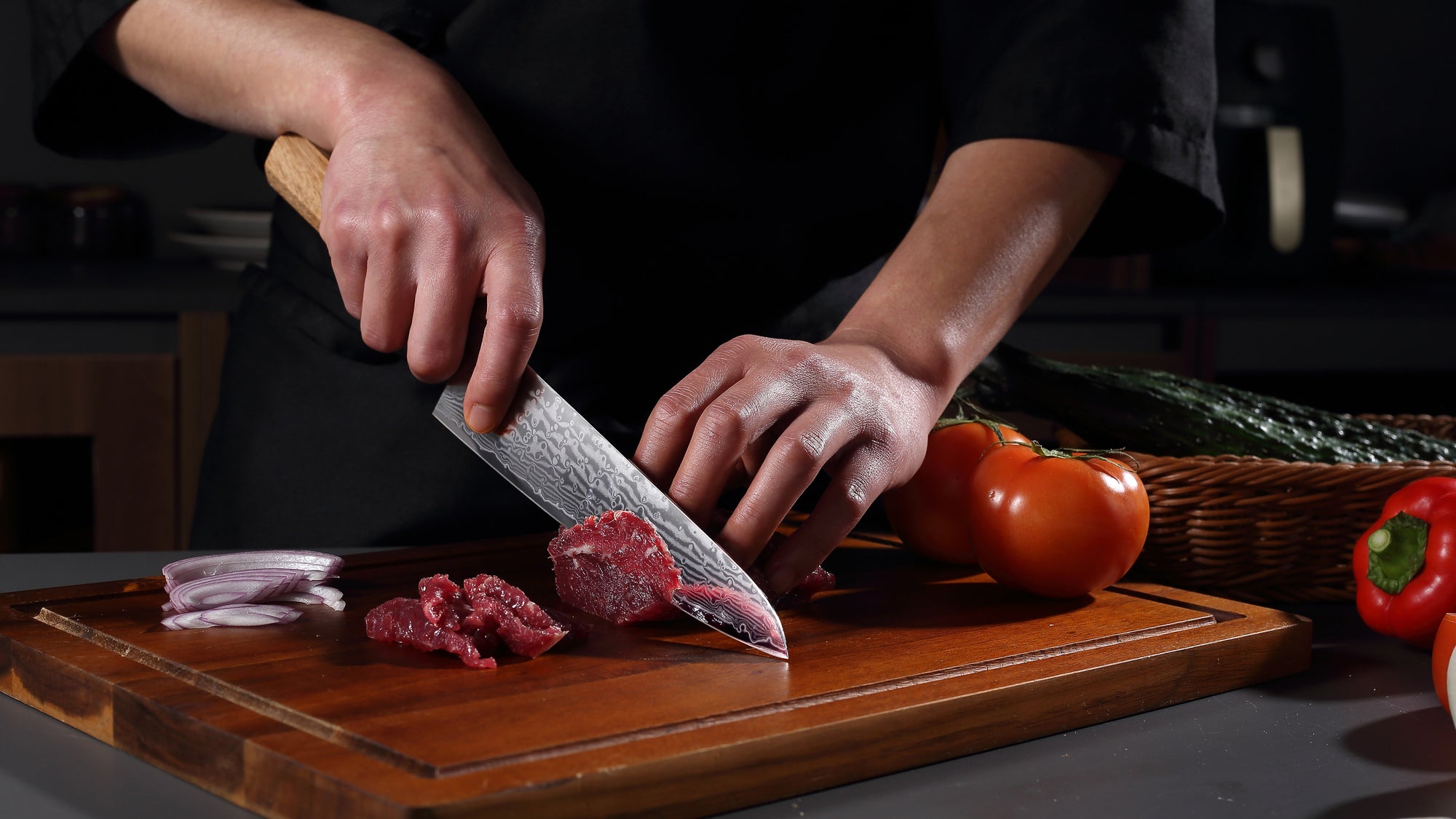 Shizuku knives Chef knife 8 inch Knife 67 layers of Damascus Steel Pakkawood Handle With Red G10 Ring Handle Kitchen knives