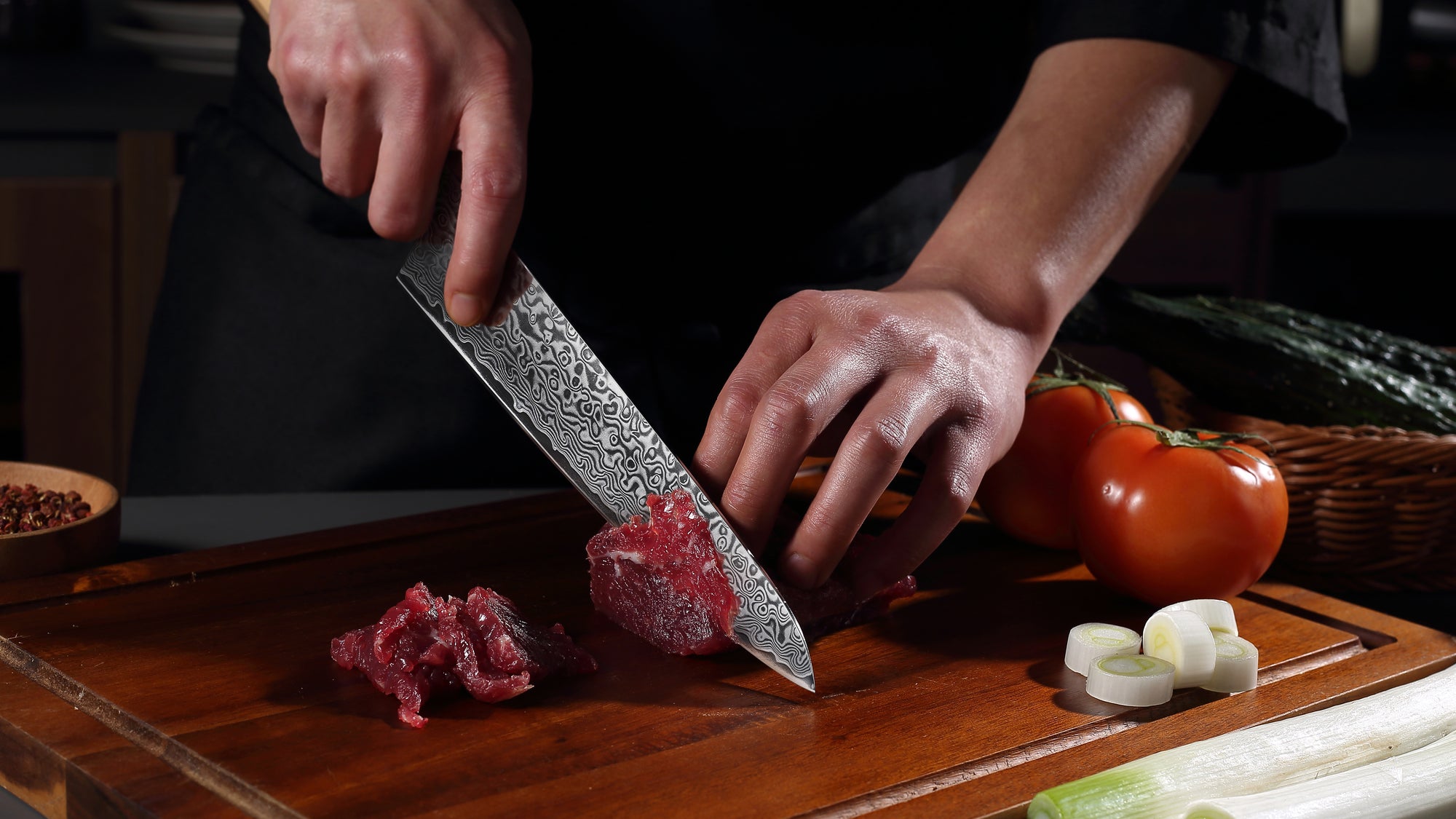 Sakura knives Kiri-tsuke Knife 8 inch Knife 67 layers of Damascus Steel Pakkawood Handle With Red G10 Ring Handle Kitchen knives