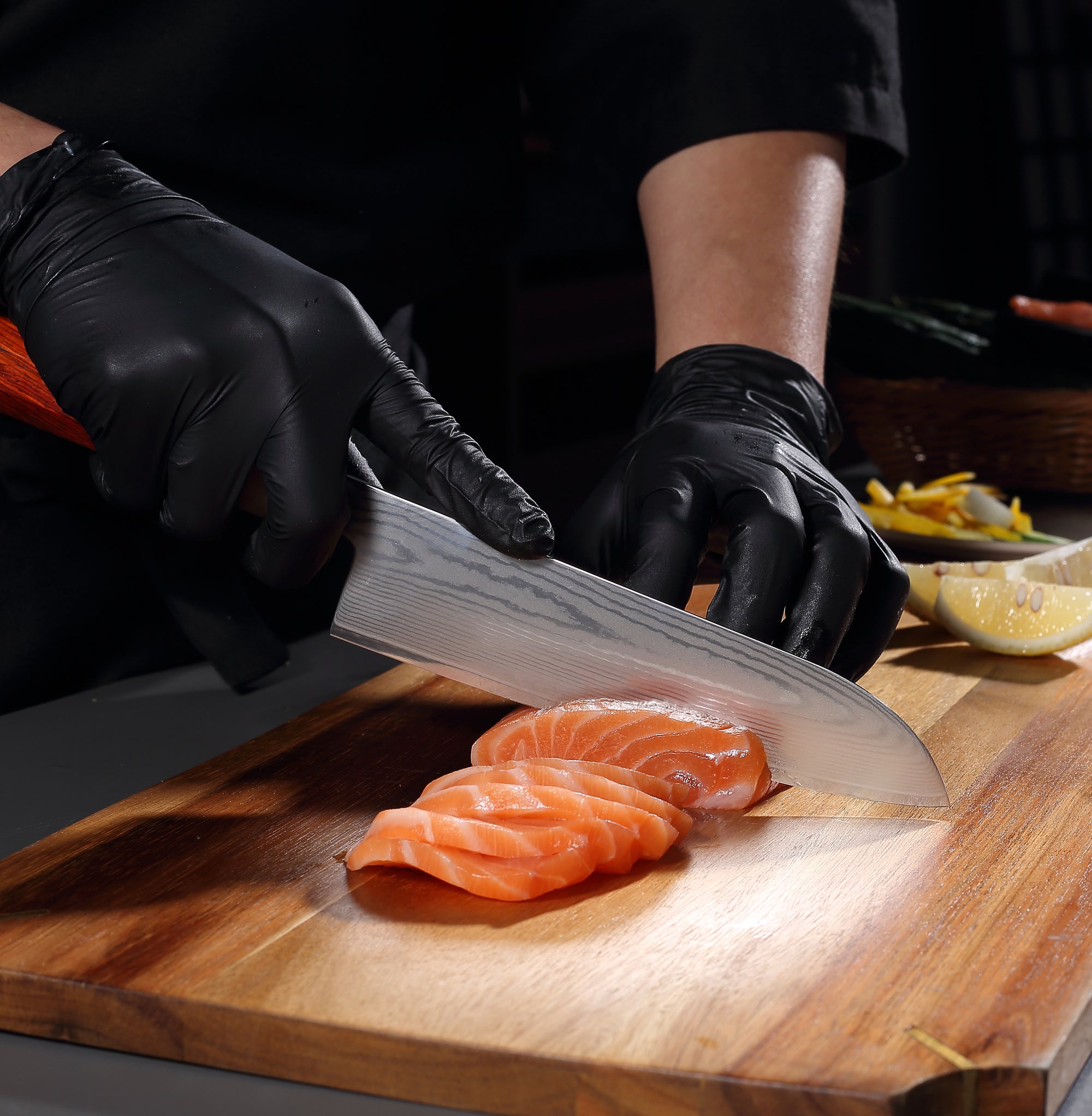 Shiro Santoku knife 7 inch Knife 67 layers of Damascus steel  With Cuibourtia wood Handle