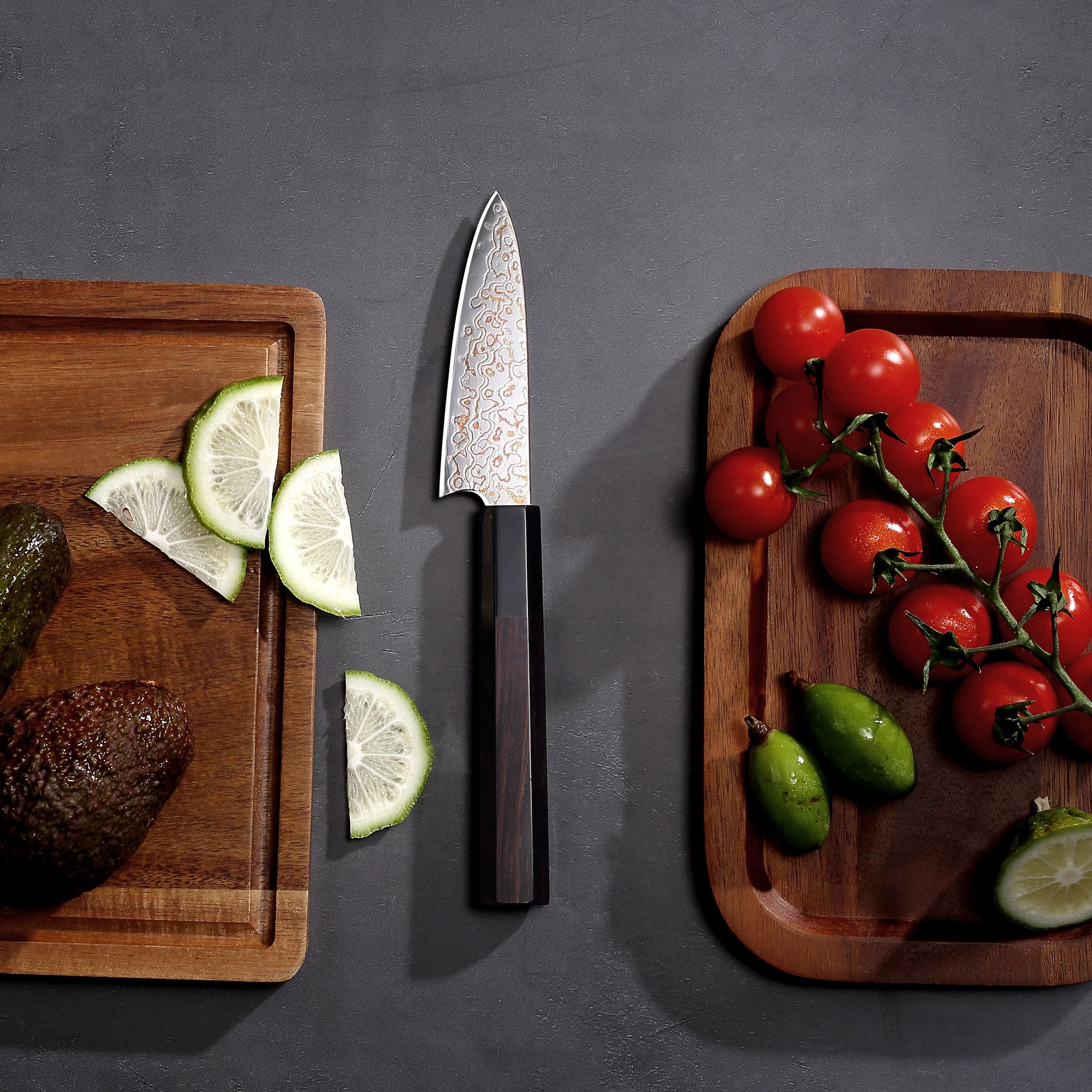 Paudin NewTC6 3.5inch Knife 67 Layers Copper Damascus Steel Sharp Kitchen Fruit Paring Knives High Quality Wooden Ebony Handle