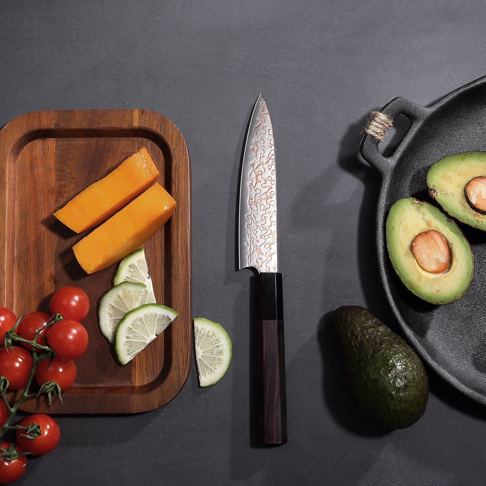 Paudin New TC5 Utility Knife 5"inch Knife 67 Layers Copper Damascus Steel Sharp Kitchen Utility Knife Knives High Quality Wooden Ebony Handle