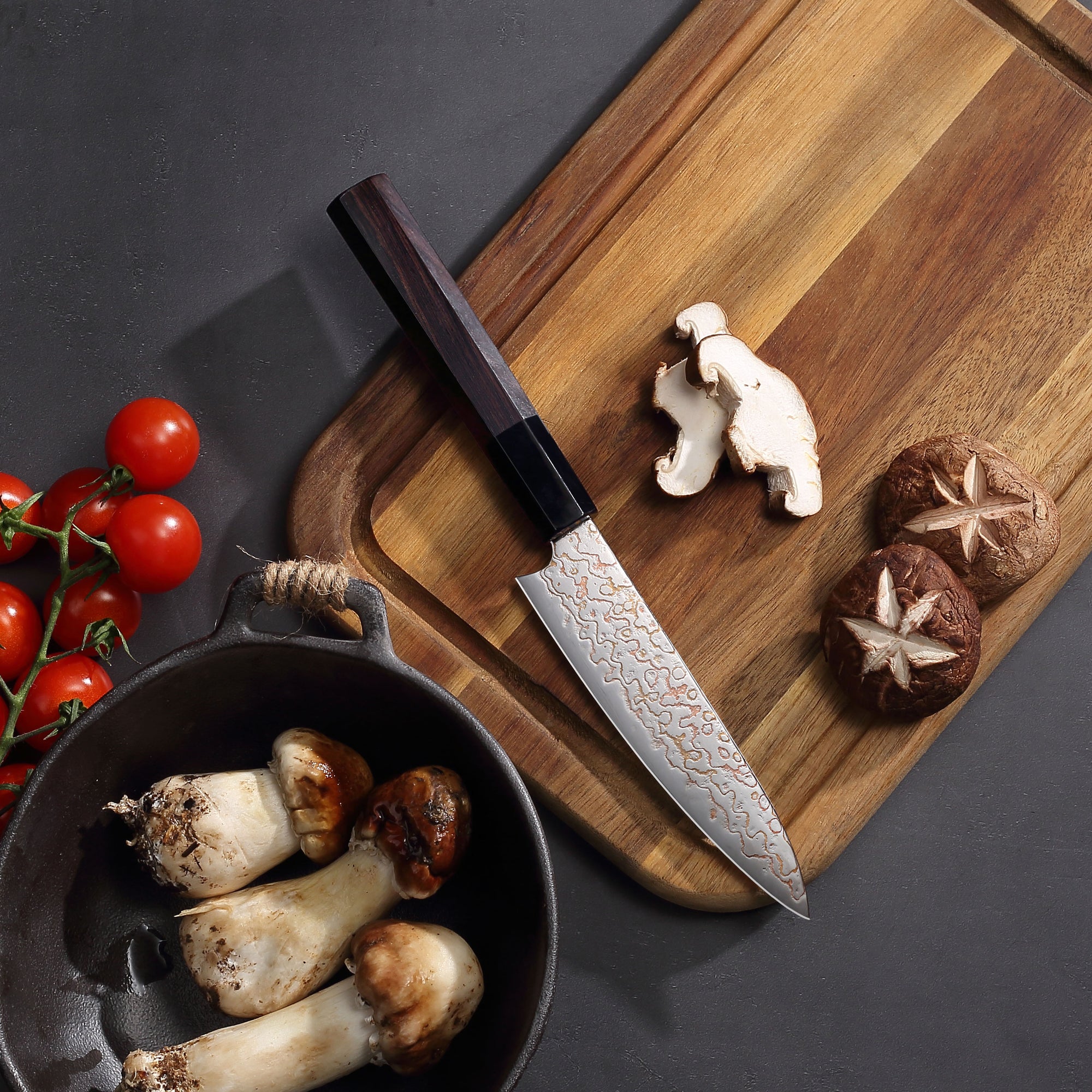 Paudin New TC5 Utility Knife 5"inch Knife 67 Layers Copper Damascus Steel Sharp Kitchen Utility Knife Knives High Quality Wooden Ebony Handle