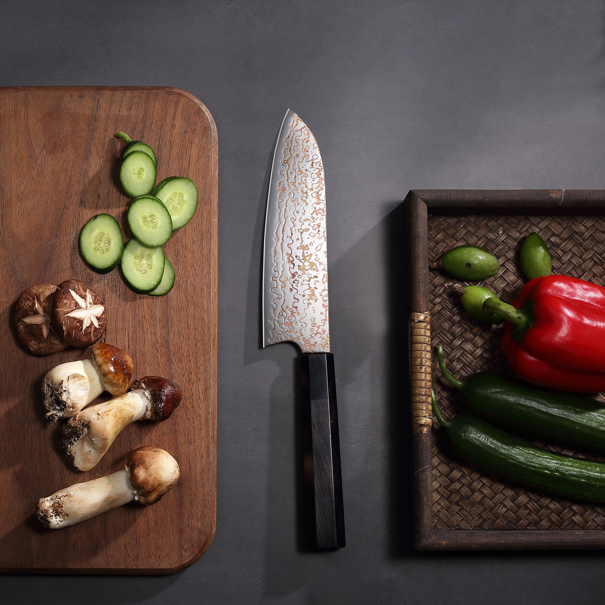 Paudin New TC4 Santoku Knife 7"inch Knife 67 Layers Copper Damascus Steel Sharp Kitchen Santoku Knife Knife Knives High Quality Wooden Ebony Handle