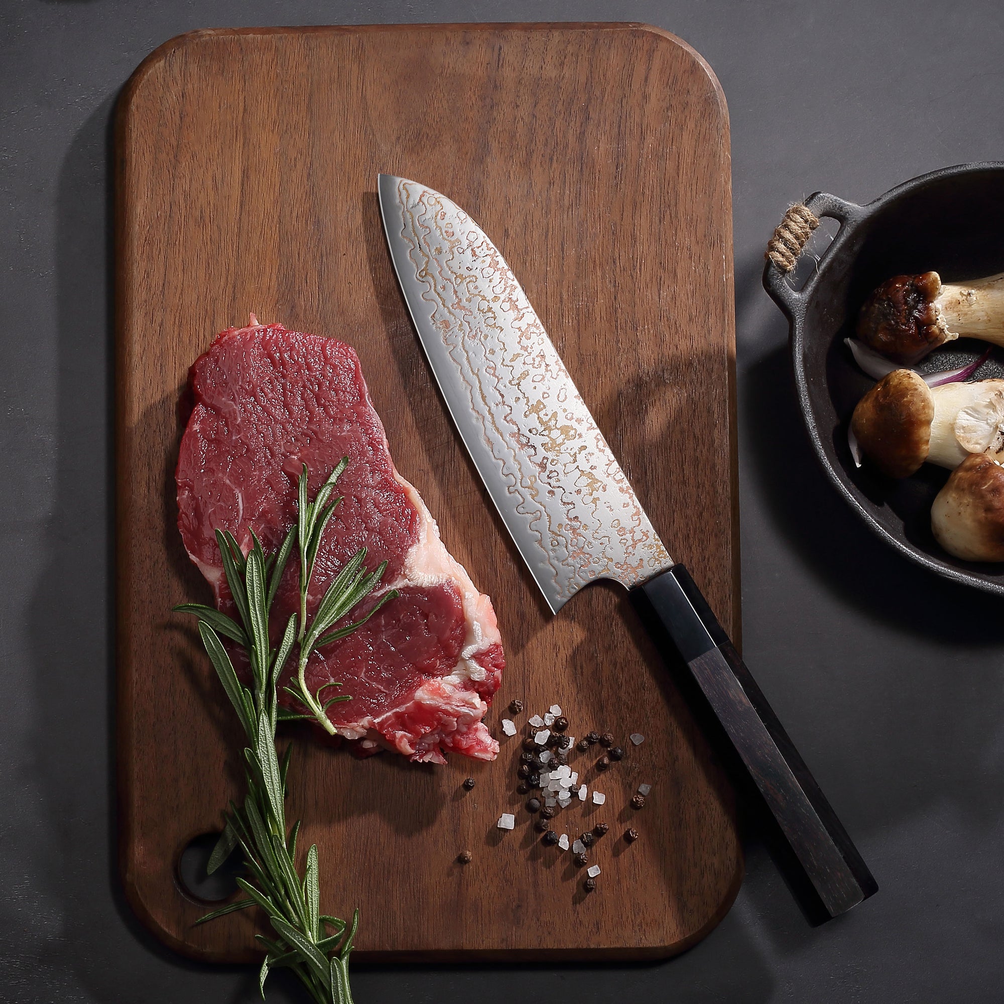 Paudin New TC4 Santoku Knife 7"inch Knife 67 Layers Copper Damascus Steel Sharp Kitchen Santoku Knife Knife Knives High Quality Wooden Ebony Handle