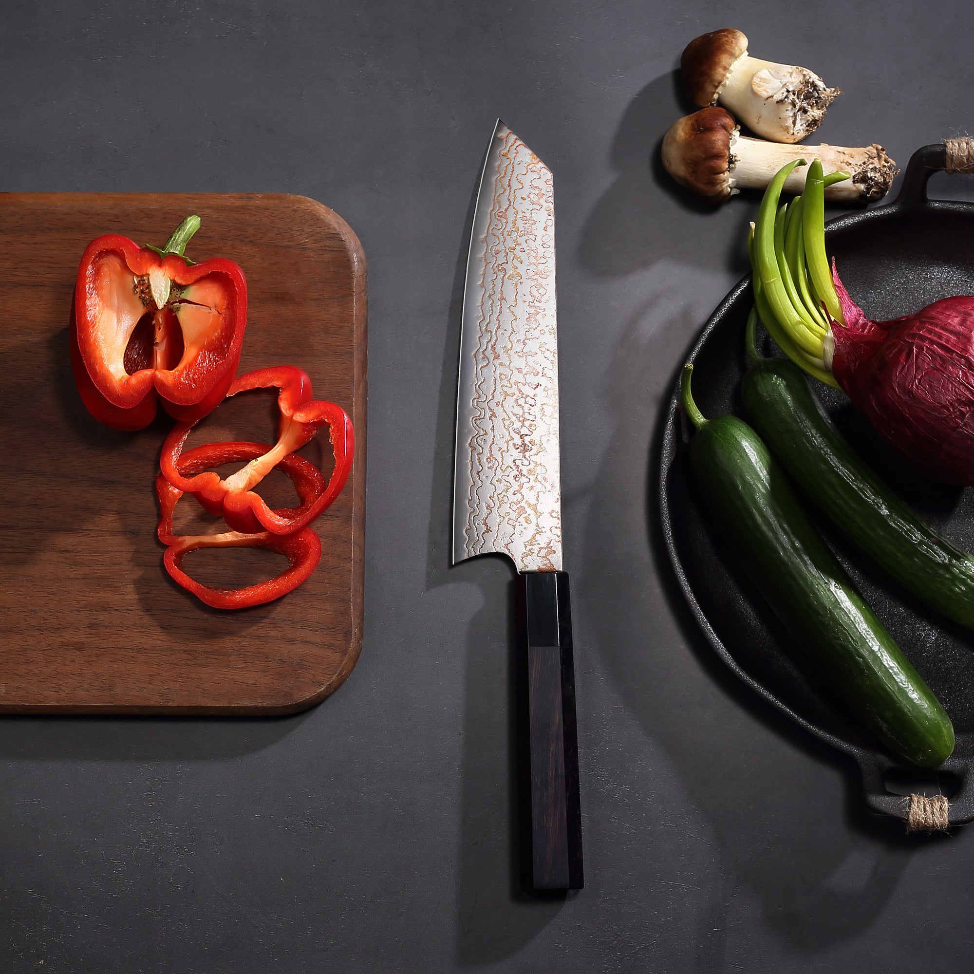 Paudin New TC1 Chef Knife 8“ inch Knife 67 Layers Copper Damascus Steel Sharp Kitchen Chef Knife Knives High Quality Wooden Ebony Handle