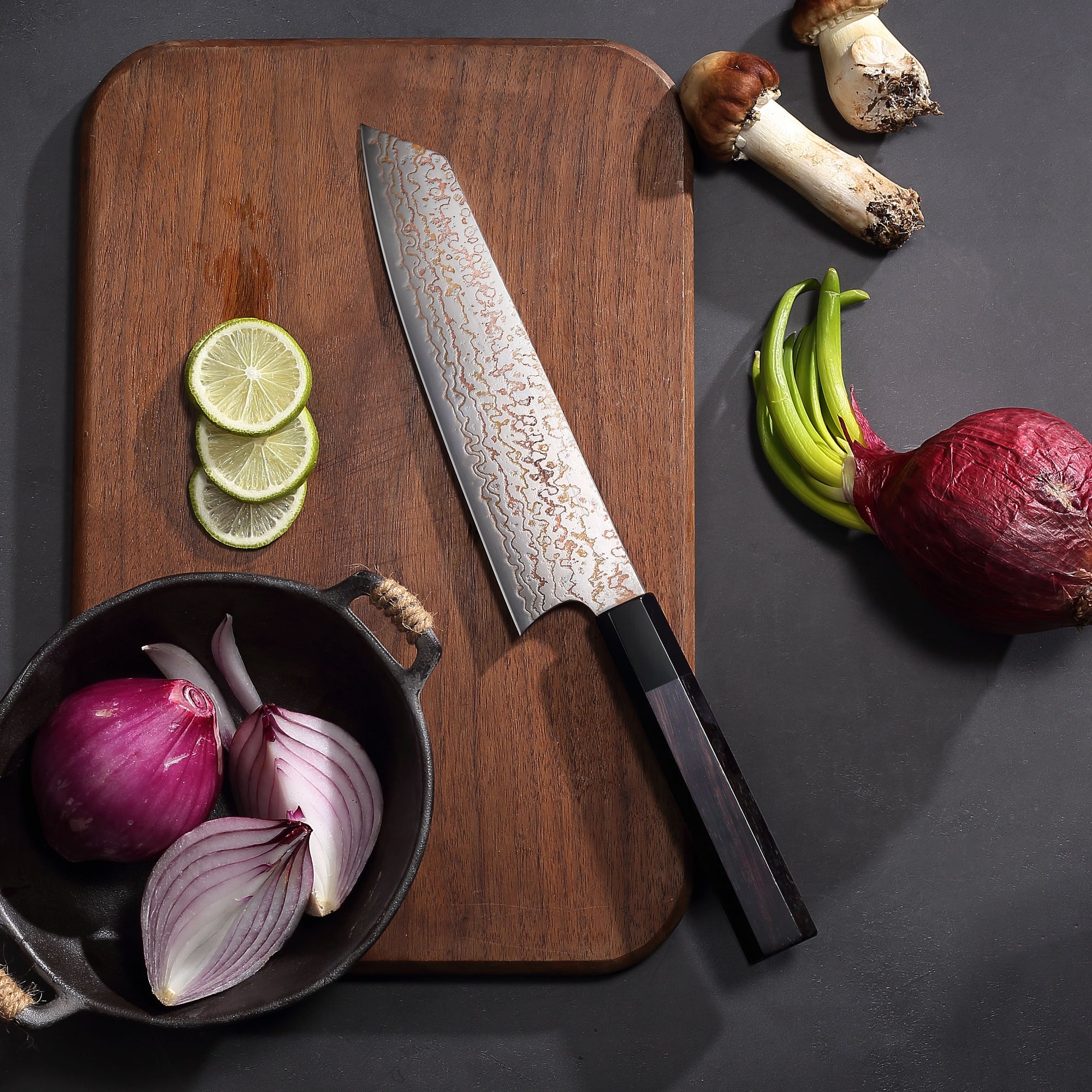 Paudin New TC1 Chef Knife 8“ inch Knife 67 Layers Copper Damascus Steel Sharp Kitchen Chef Knife Knives High Quality Wooden Ebony Handle