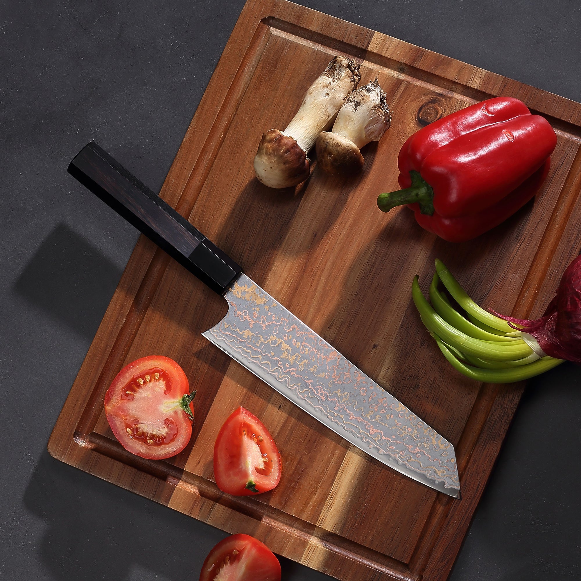 Paudin New TC1 Chef Knife 8“ inch Knife 67 Layers Copper Damascus Steel Sharp Kitchen Chef Knife Knives High Quality Wooden Ebony Handle