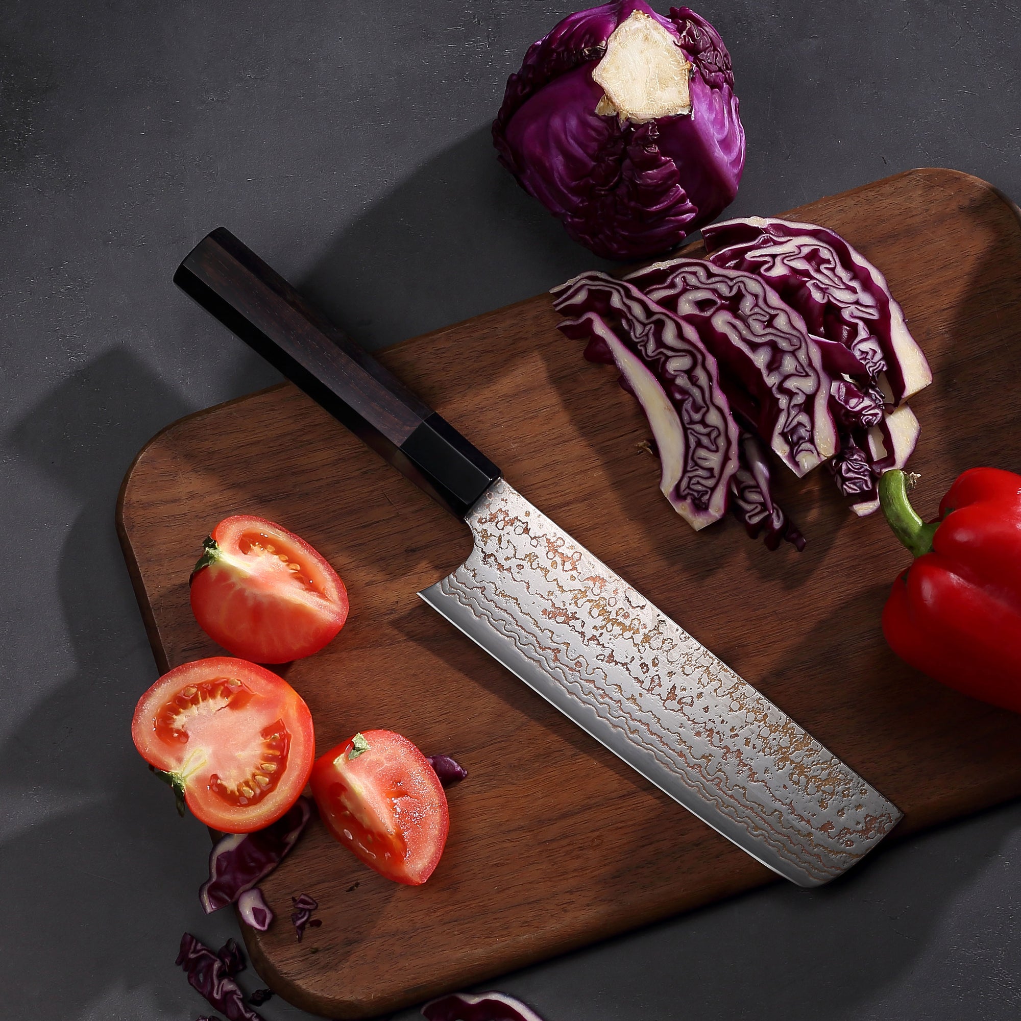 Paudin New TC3 Nakiri Knife 7"inch Knife 67 Layers Copper Damascus Steel Sharp Kitchen Santoku Knife Knife Knives High Quality Wooden Ebony Handle