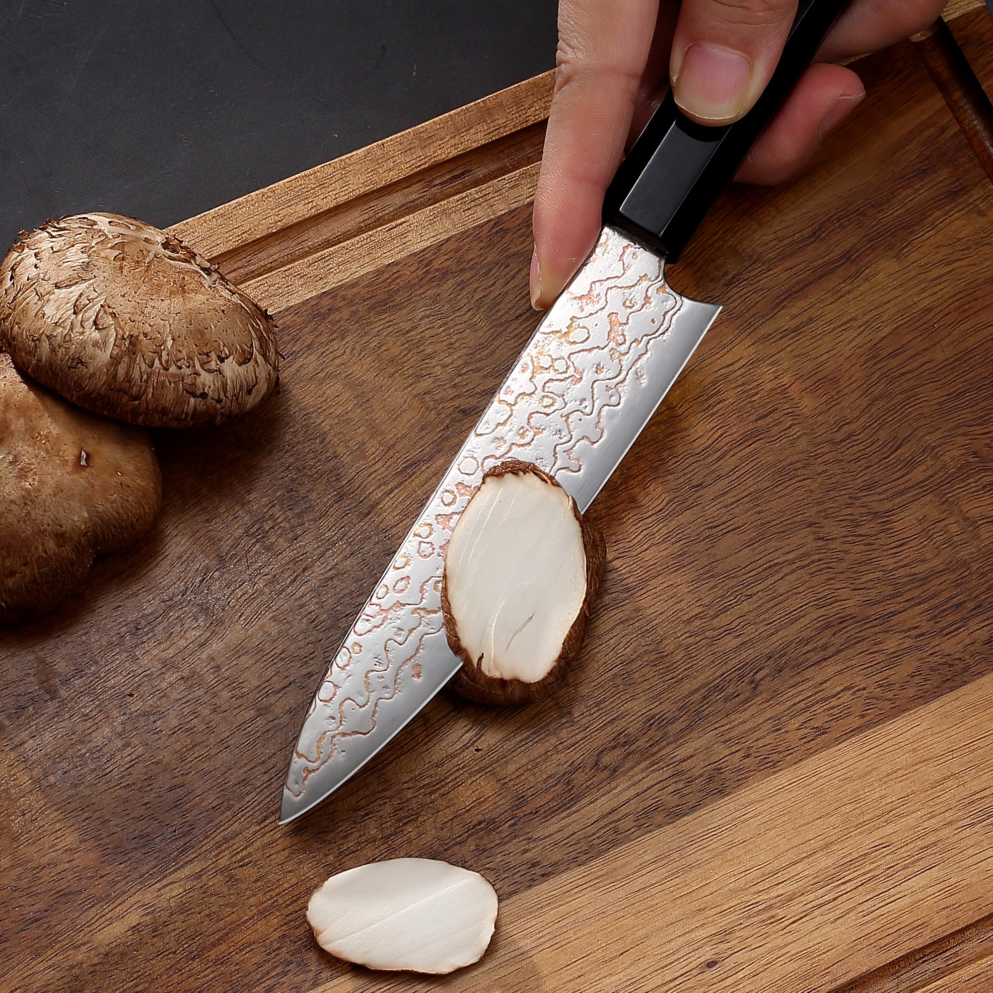 Paudin New TC5 Utility Knife 5"inch Knife 67 Layers Copper Damascus Steel Sharp Kitchen Utility Knife Knives High Quality Wooden Ebony Handle