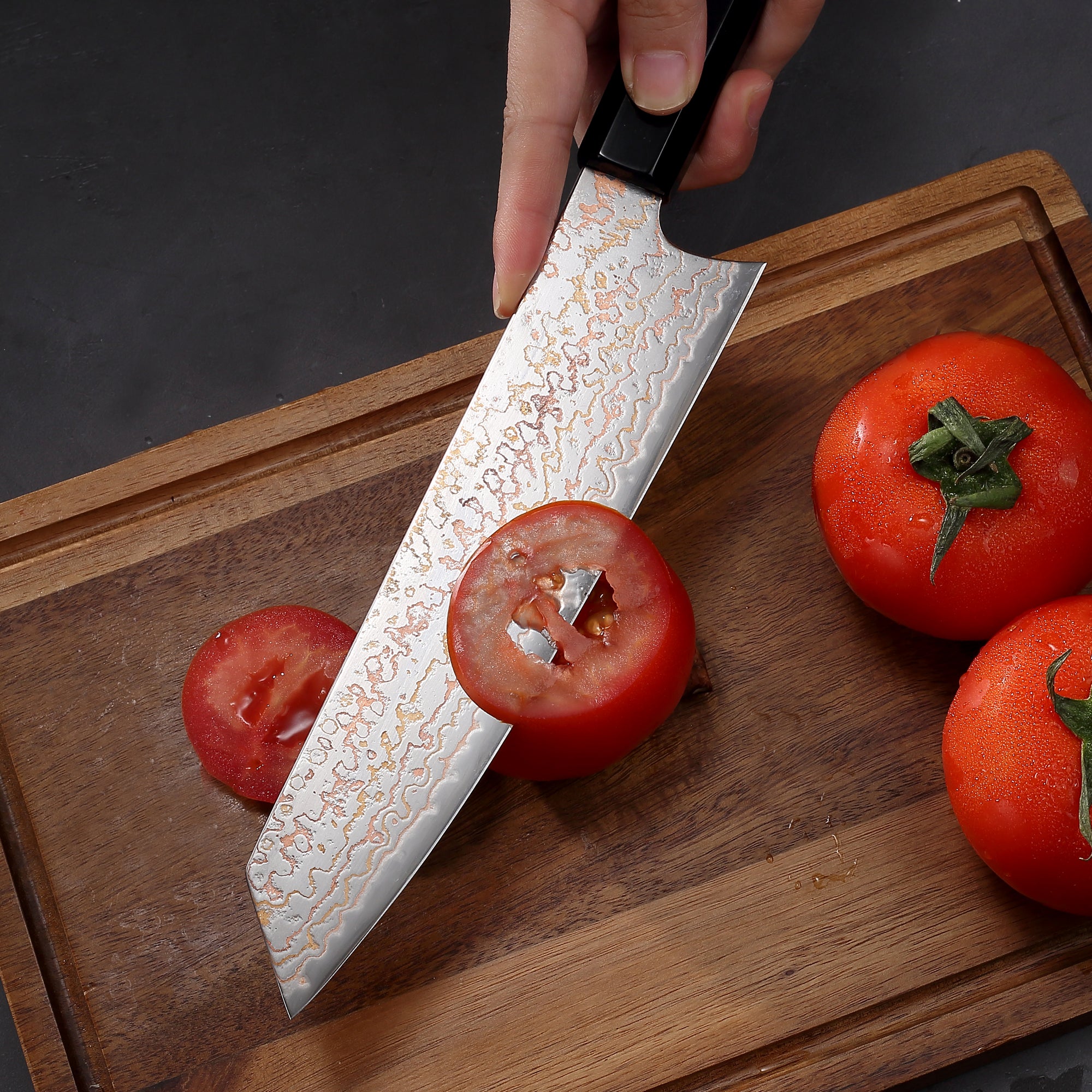 Paudin New TC1 Chef Knife 8“ inch Knife 67 Layers Copper Damascus Steel Sharp Kitchen Chef Knife Knives High Quality Wooden Ebony Handle