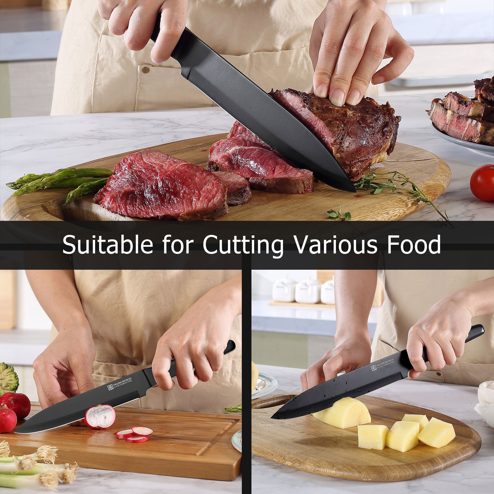 Refresh Coating 5Cr15Mov steel Carving Knife 8” knife kitchen knives