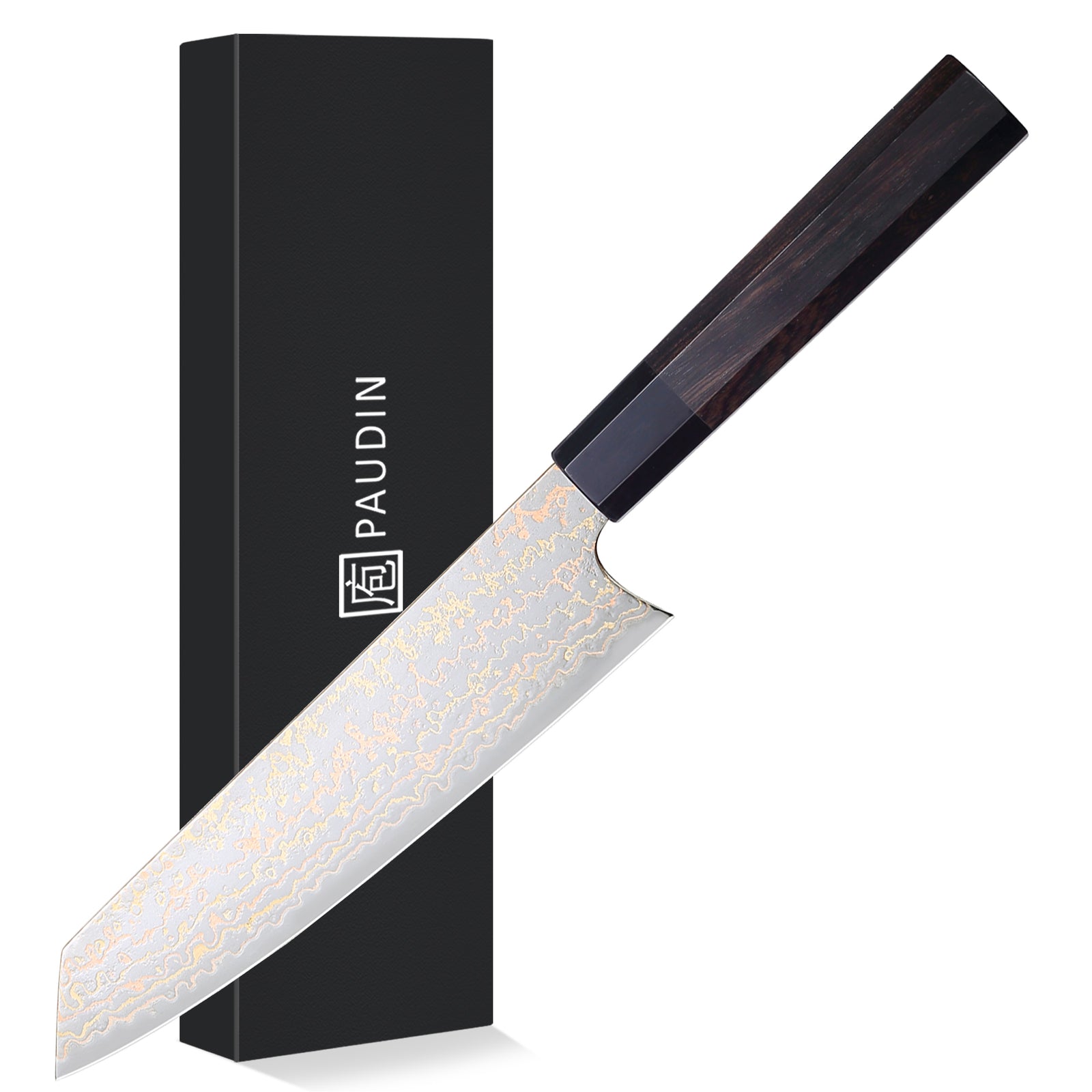Paudin New TC1 Chef Knife 8“ inch Knife 67 Layers Copper Damascus Steel Sharp Kitchen Chef Knife Knives High Quality Wooden Ebony Handle