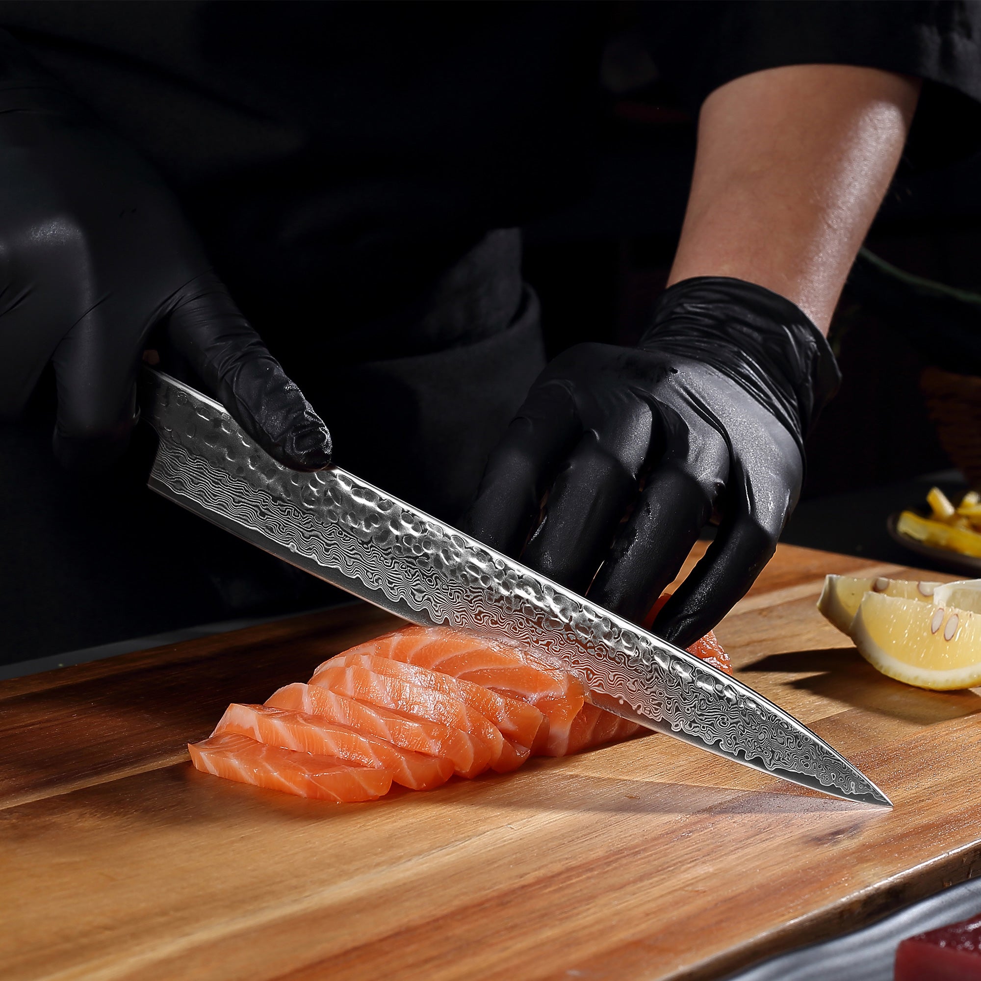 Premium Culbourtia Wood Handle Sharp 67 Layer Damascus Steel 62 HRC Sashimi knife 10" TL9 kitchen knife