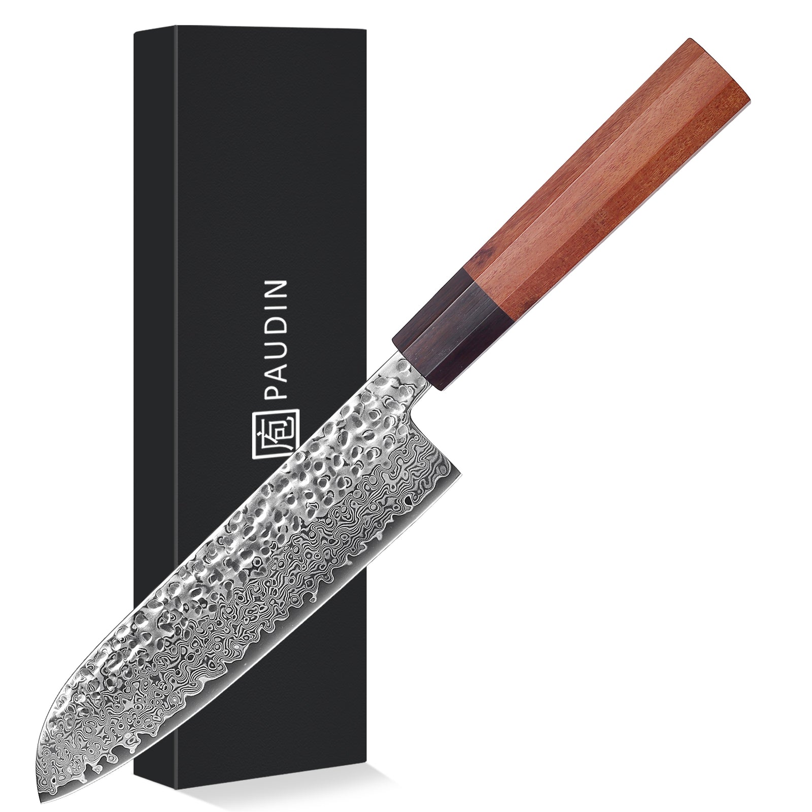 Premium Culbourtia Wood Handle Sharp 67 Layer Damascus Steel 62 HRC  Santoku Knife 7" TL7 kitchen knife